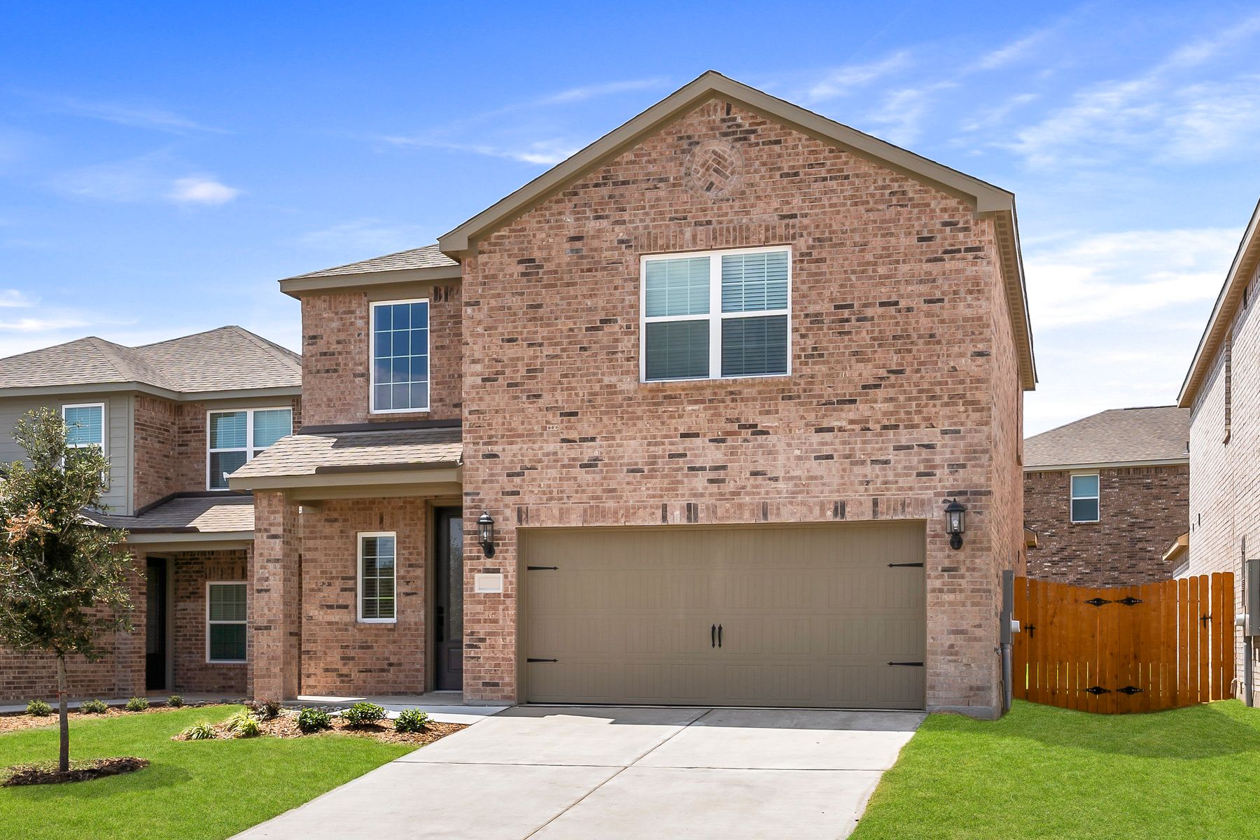 The Colorado floor plan is has a brick exterior.