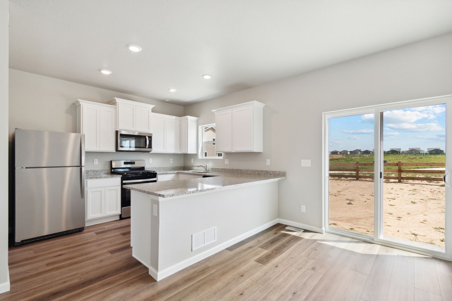 The kitchen of the Laramie has energy-efficient appliances.
