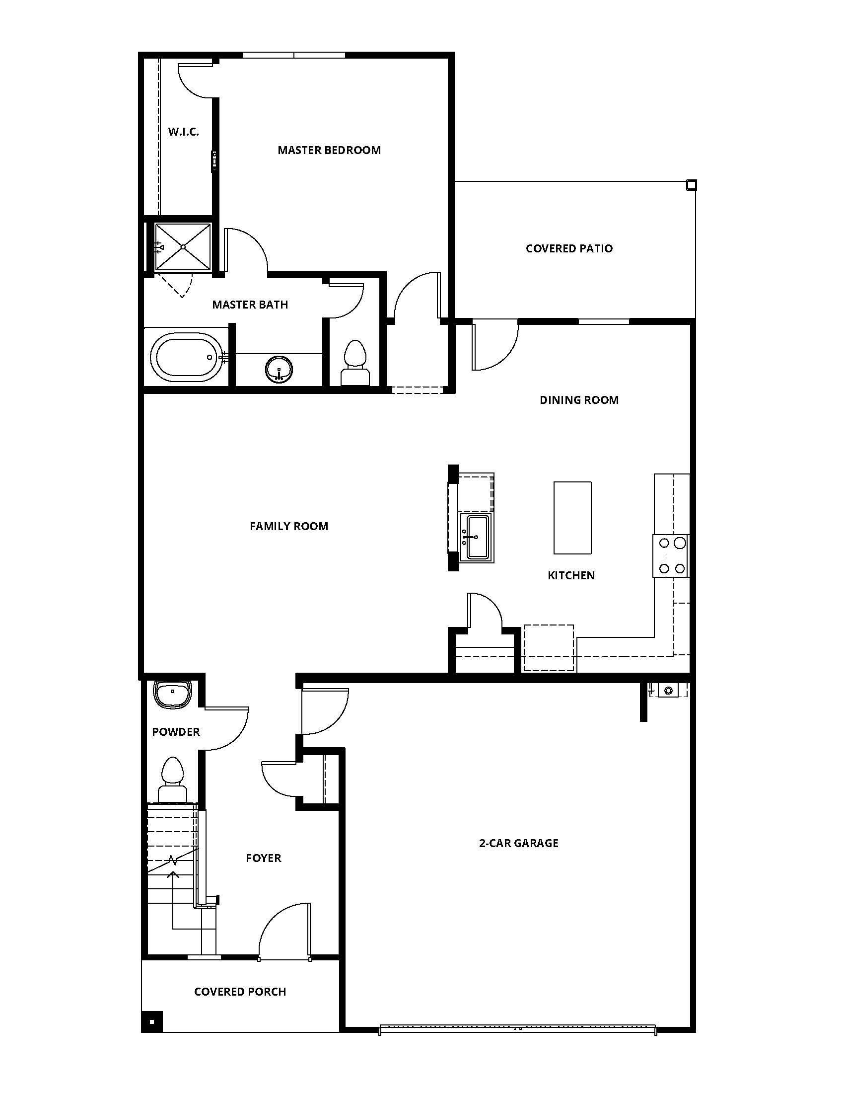 The first floor of the Wren has a spacious family room and a chef ready kitchen.