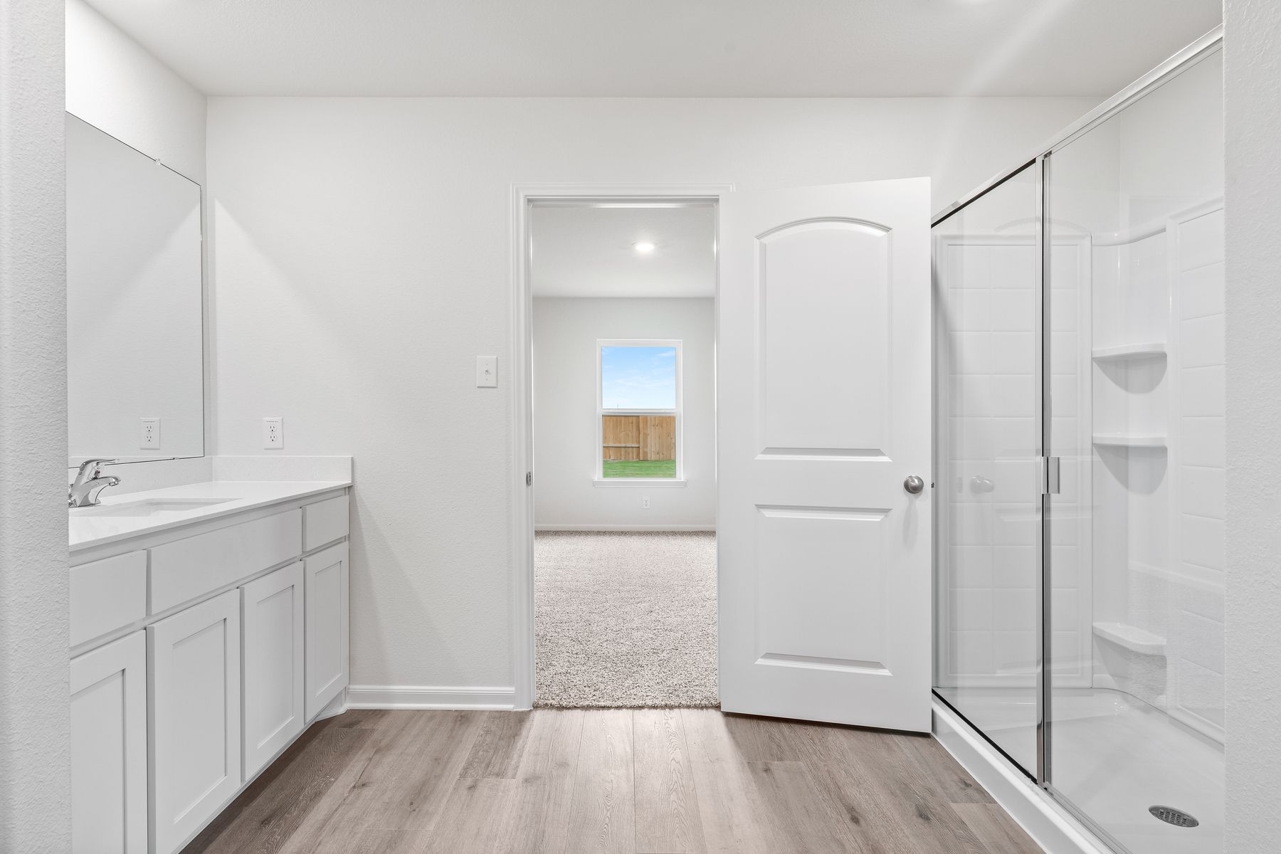 The master bathroom of the Blanco has a plenty of counterspace.