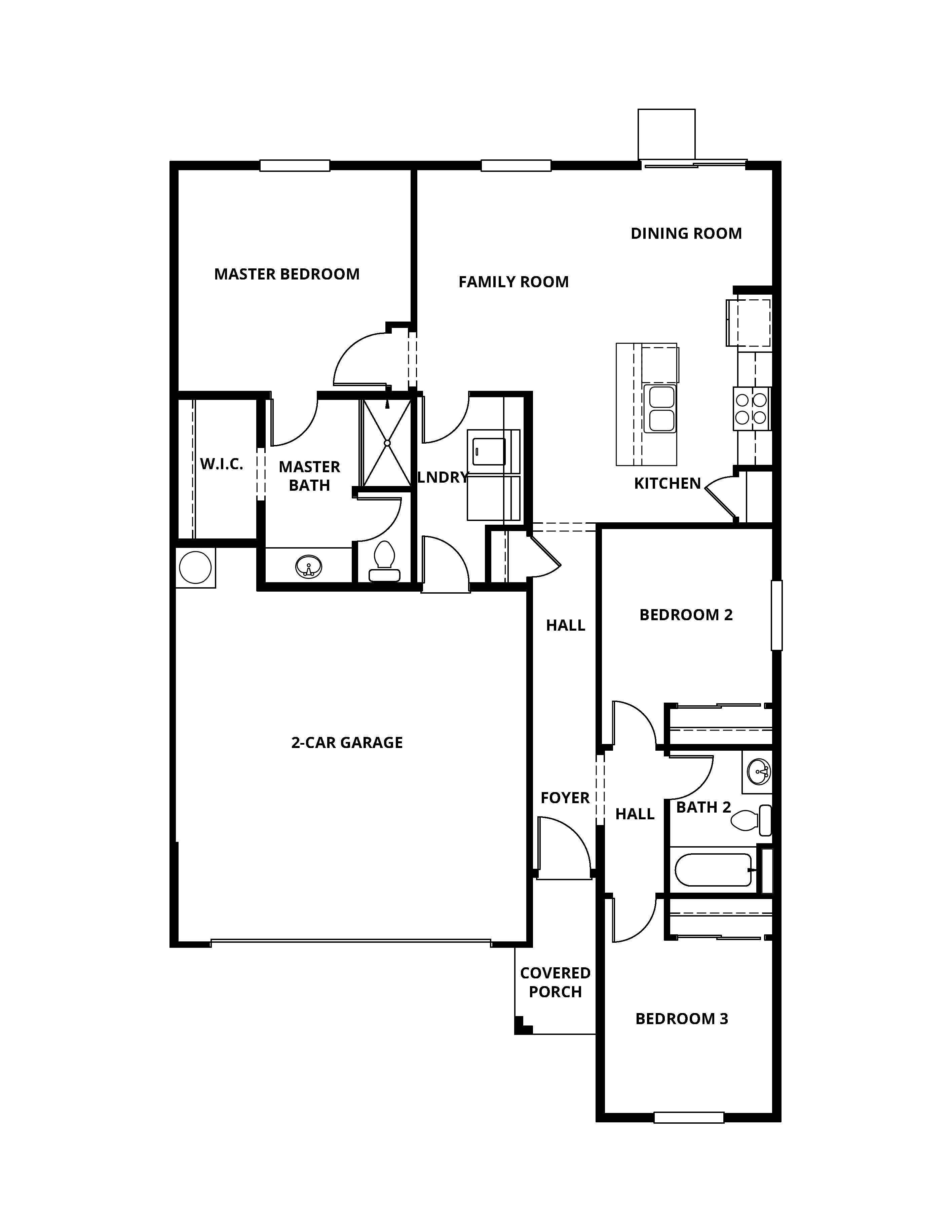 This single story home has a spacious family room and chef ready kitchen