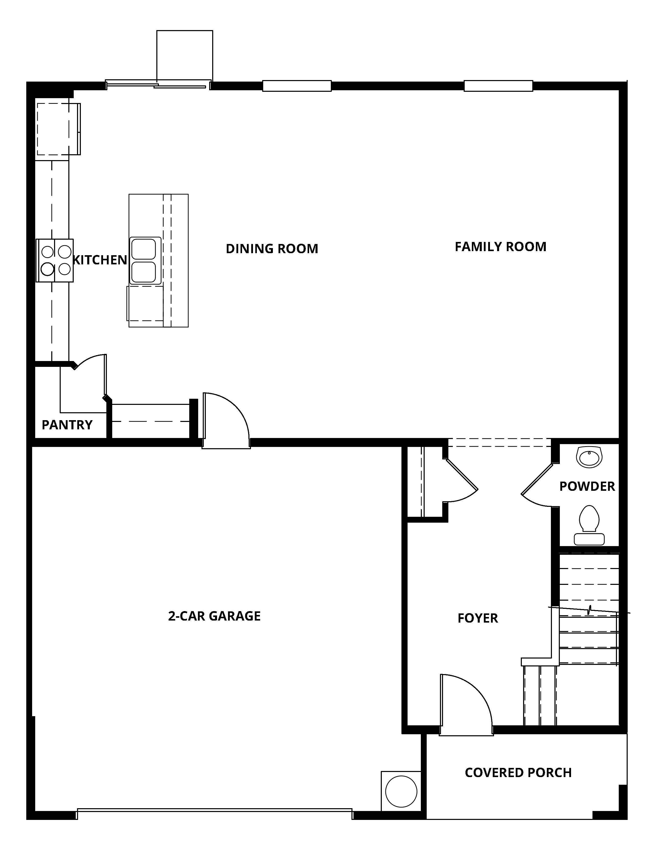 The first floor has the spacious family room and chef ready kitchen