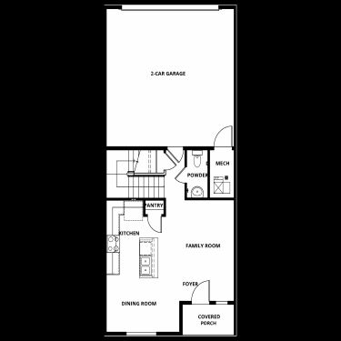 The first floor of the Vail has an open-concept layout.