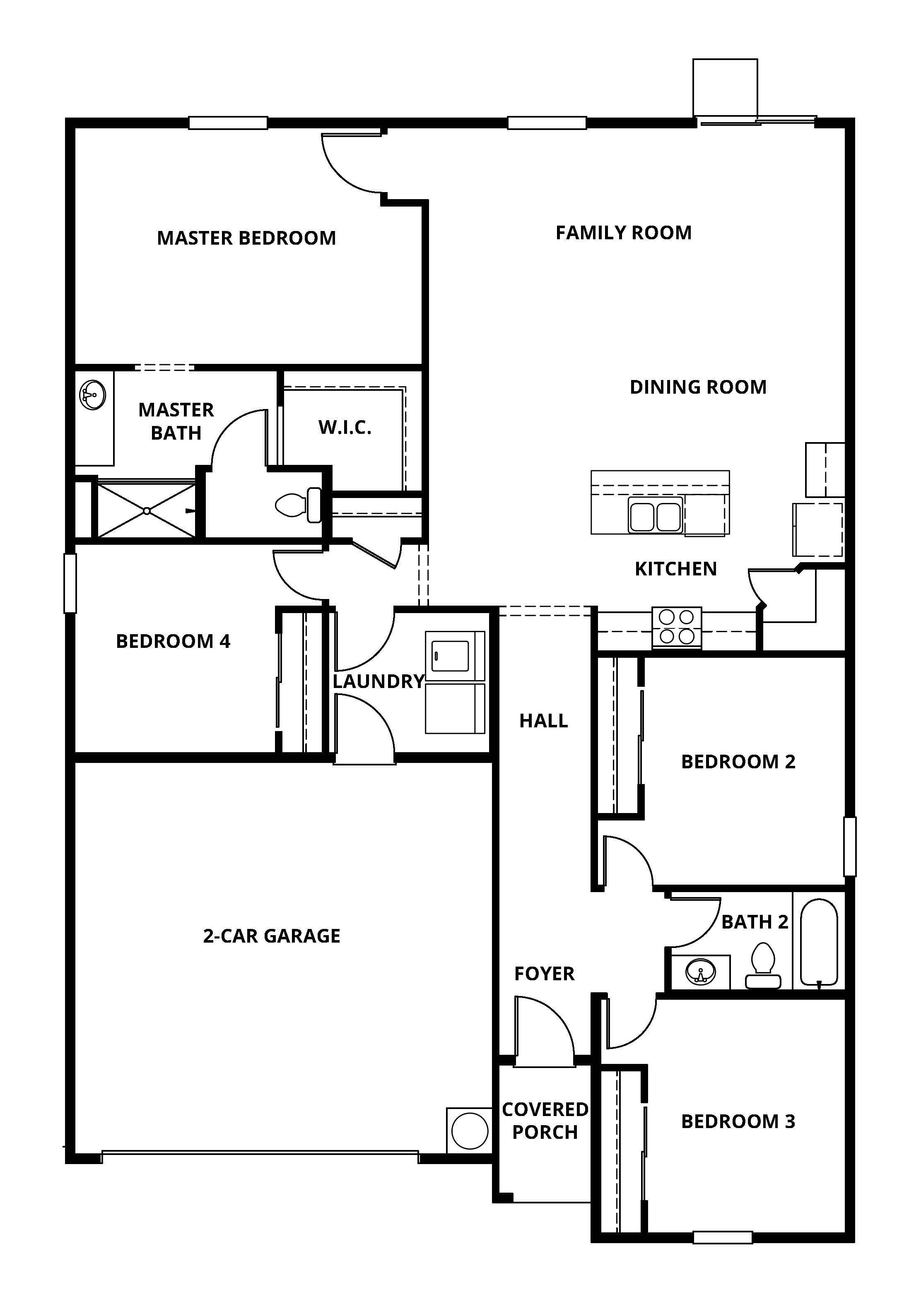 The Eureka has a spacious family room and chef ready kitchen.