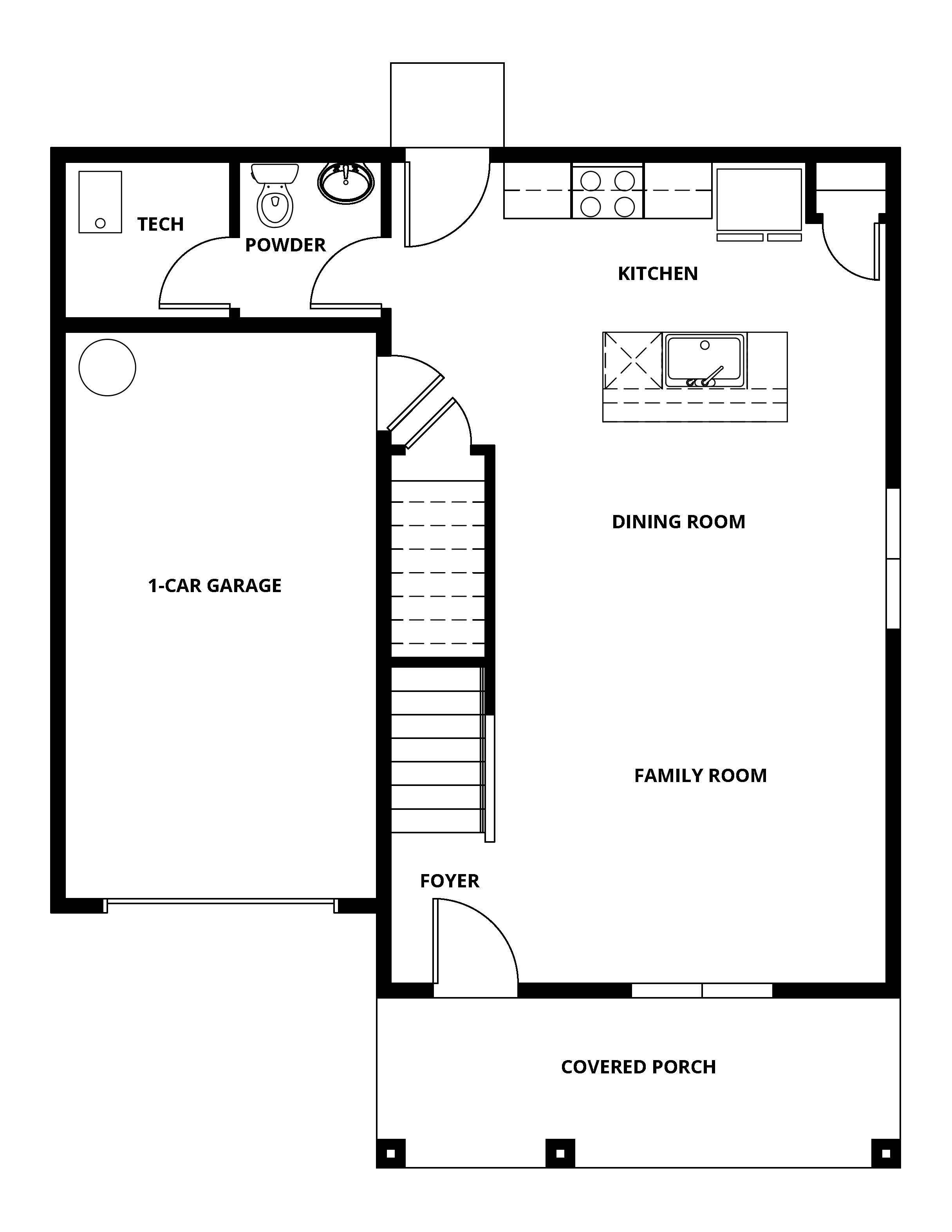The first floor has the chef ready kitchen and spacious family room.