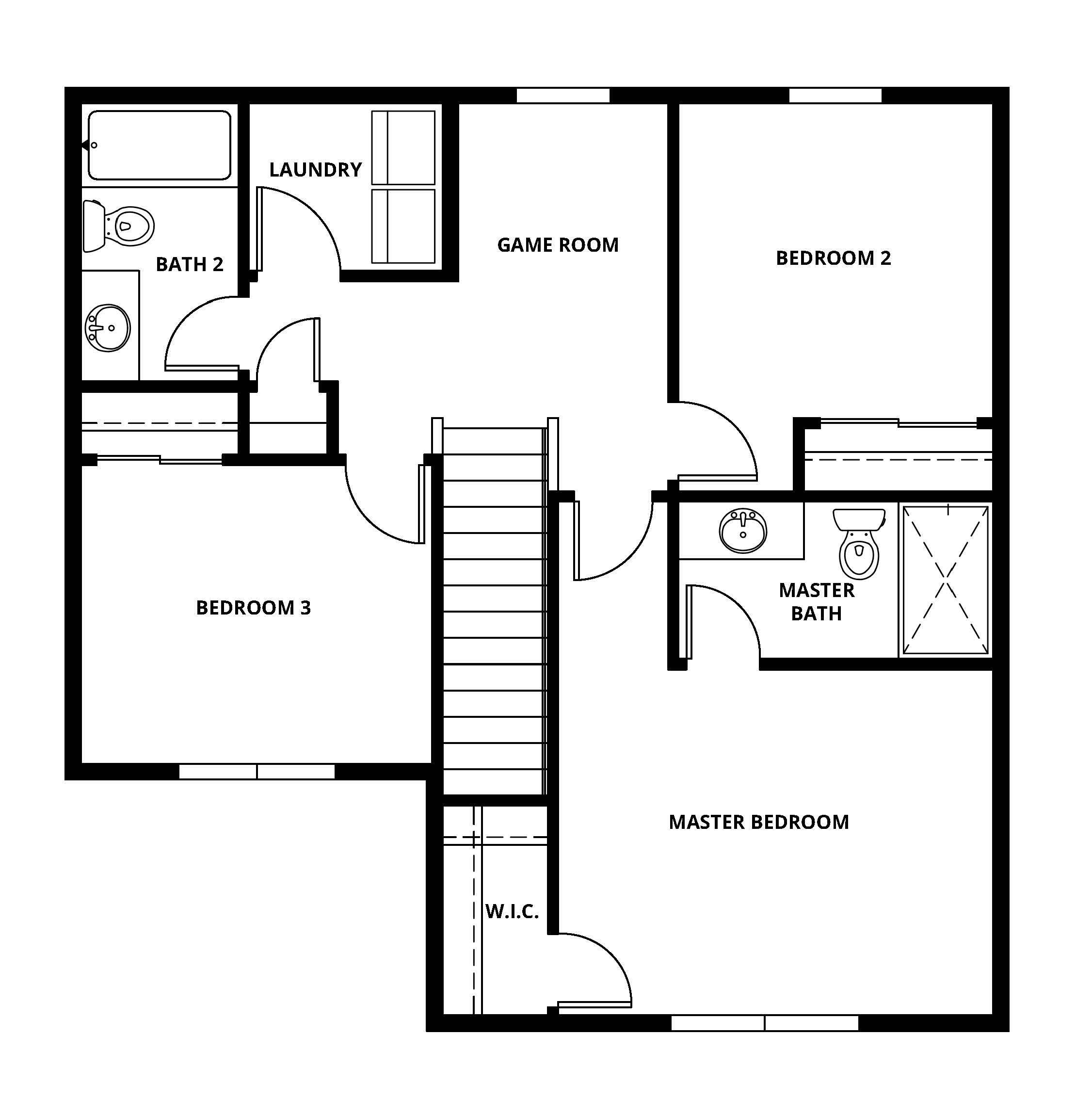 The second has all of the bedrooms and laundry room.