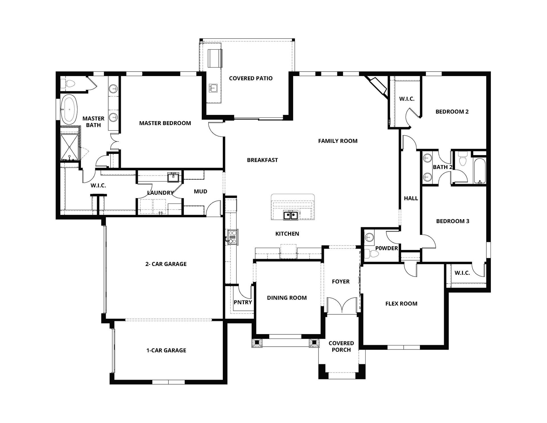 The Bradley II has a spacious, open-concept floor plan.