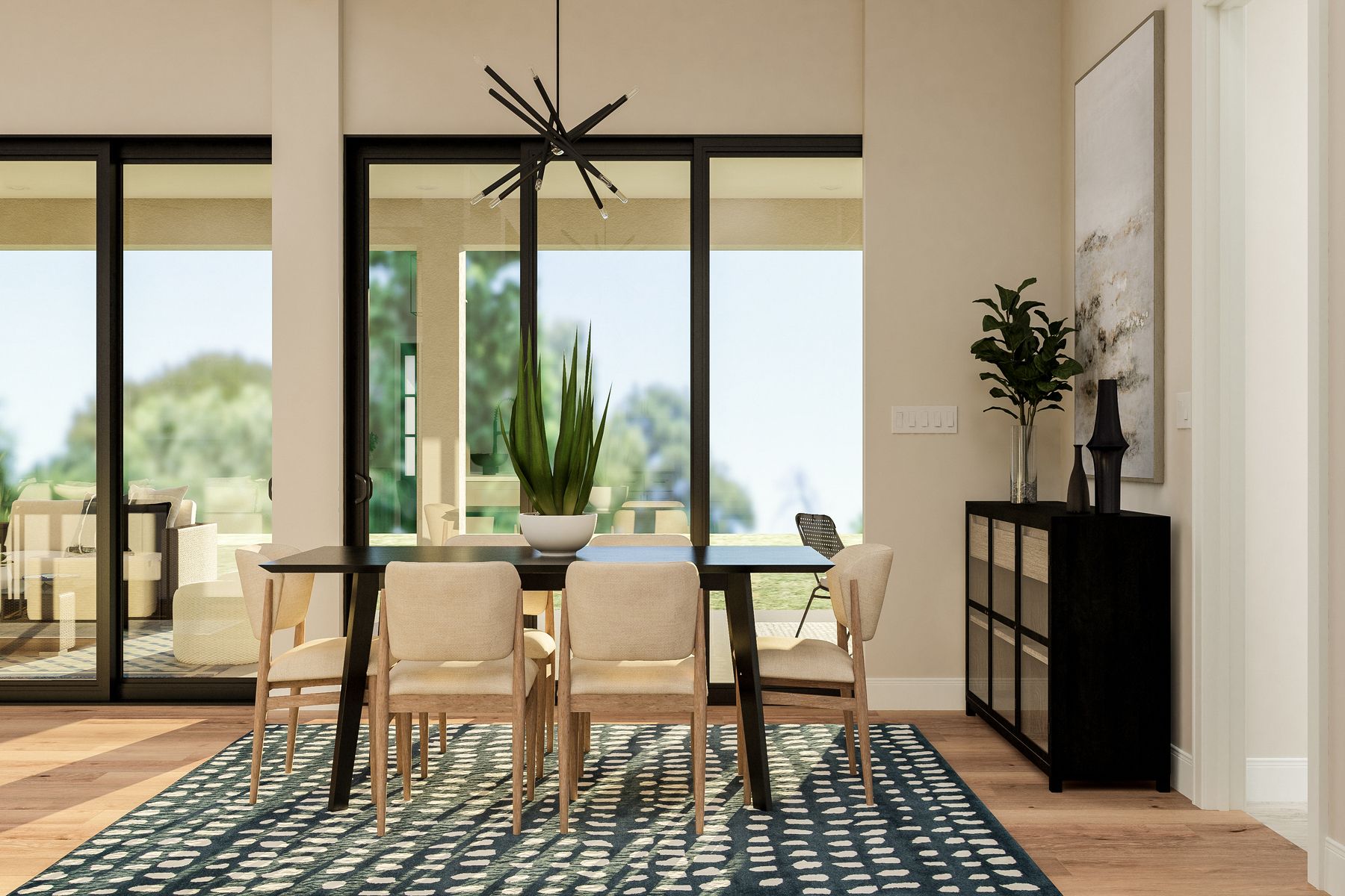 The breakfast nook in the Garza sits adjacent to the kitchen.