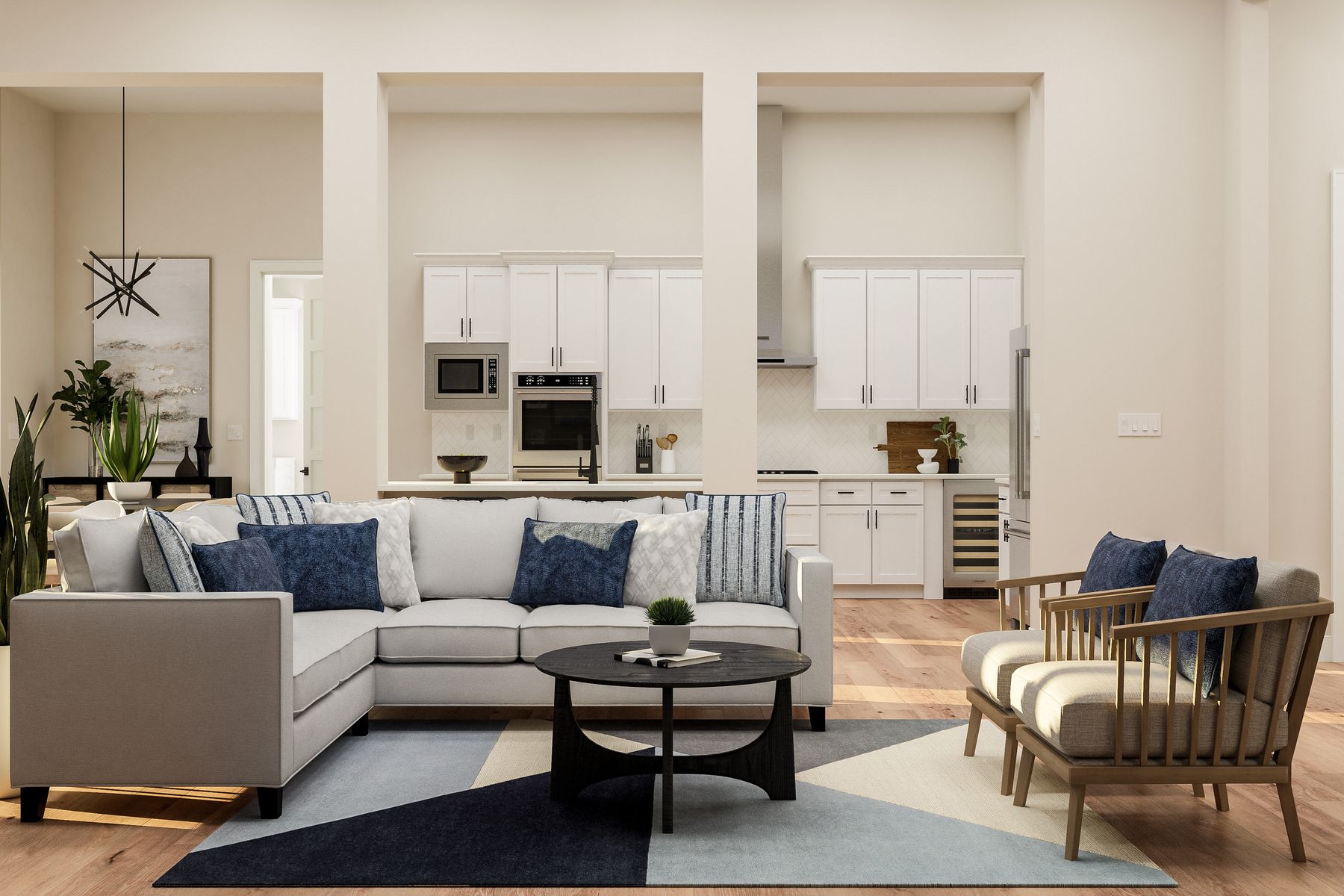 The Garza offers an open floor plan concept, with a spacious living room that leads into the kitchen and breakfast nook.