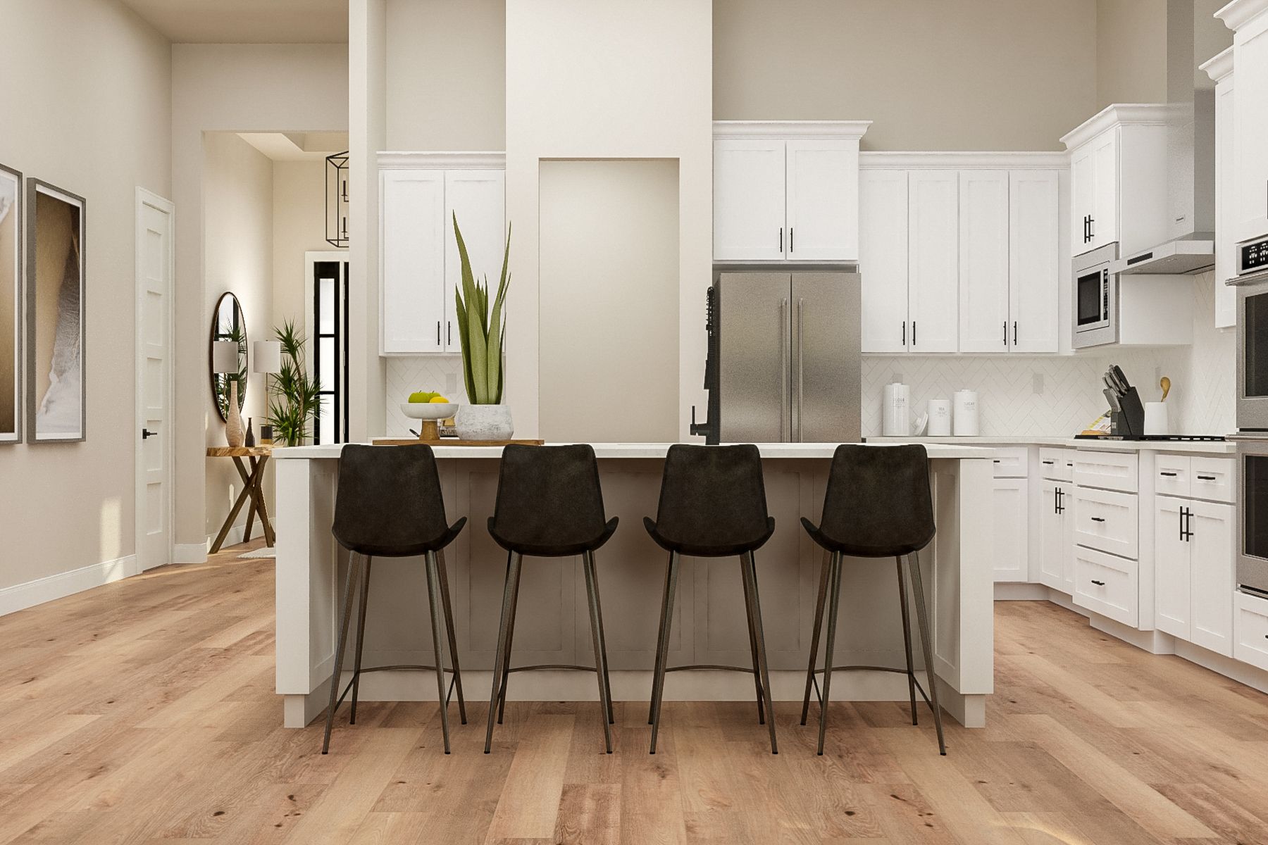 The kitchen of the Mantle has a wonderful island that adds plenty of counterspace. 