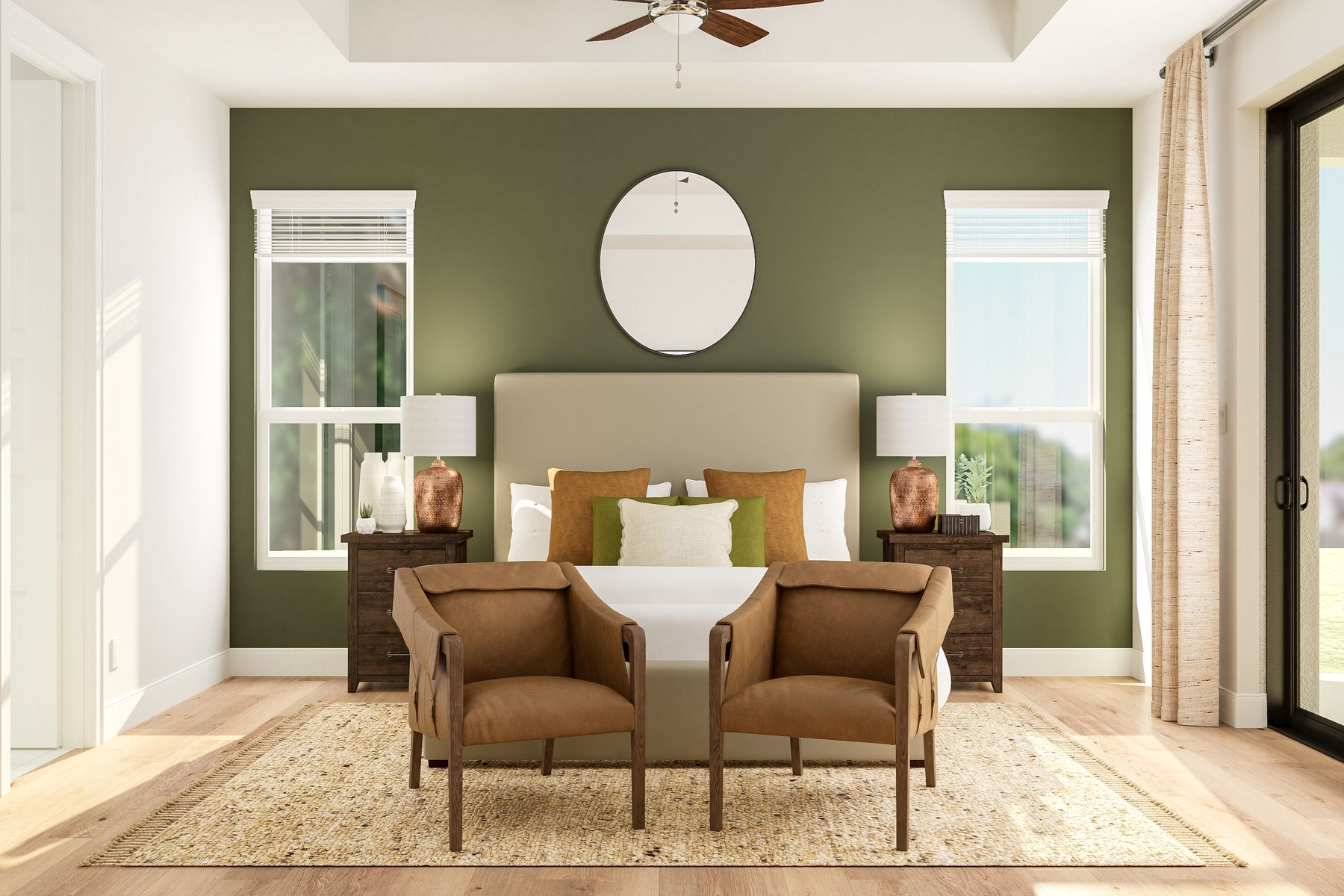The master bedroom in the Stratton offers space for the bedroom set of your dreams, and has a sliding door that leads straight onto the large covered patio.