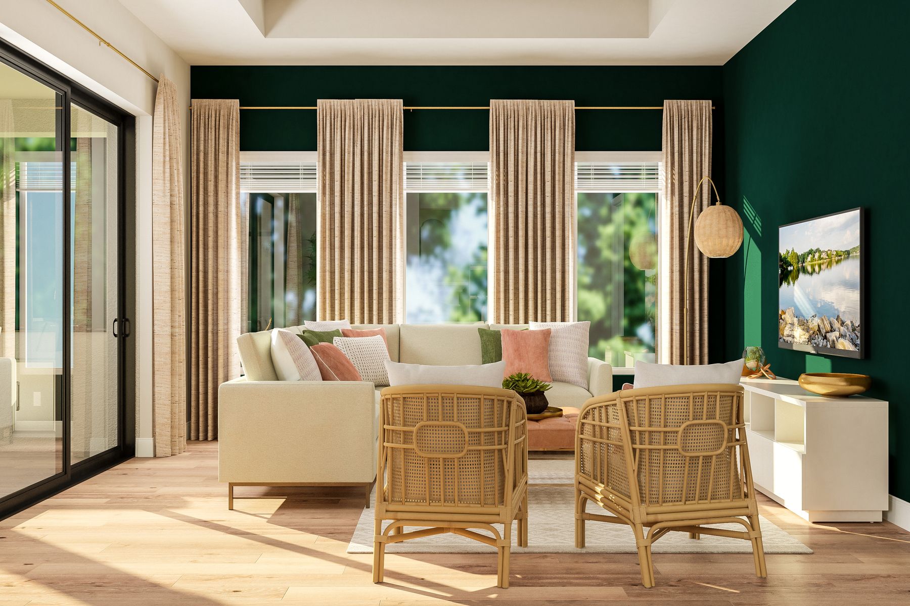 The media room of the Stratton II is a great space for a sitting room and to host guest. 