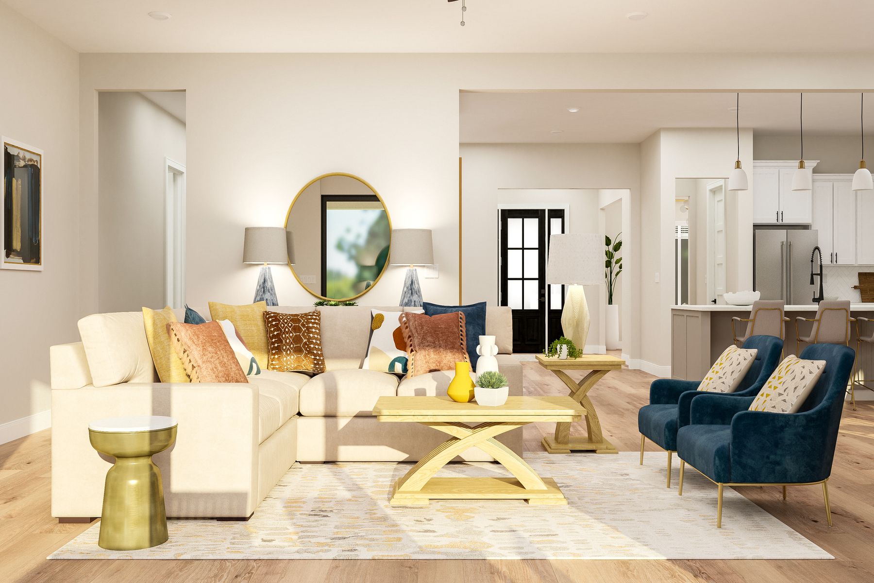 The Timberline floor plan provides an open space for entertaining, with a large living room that leads straight into the kitchen.