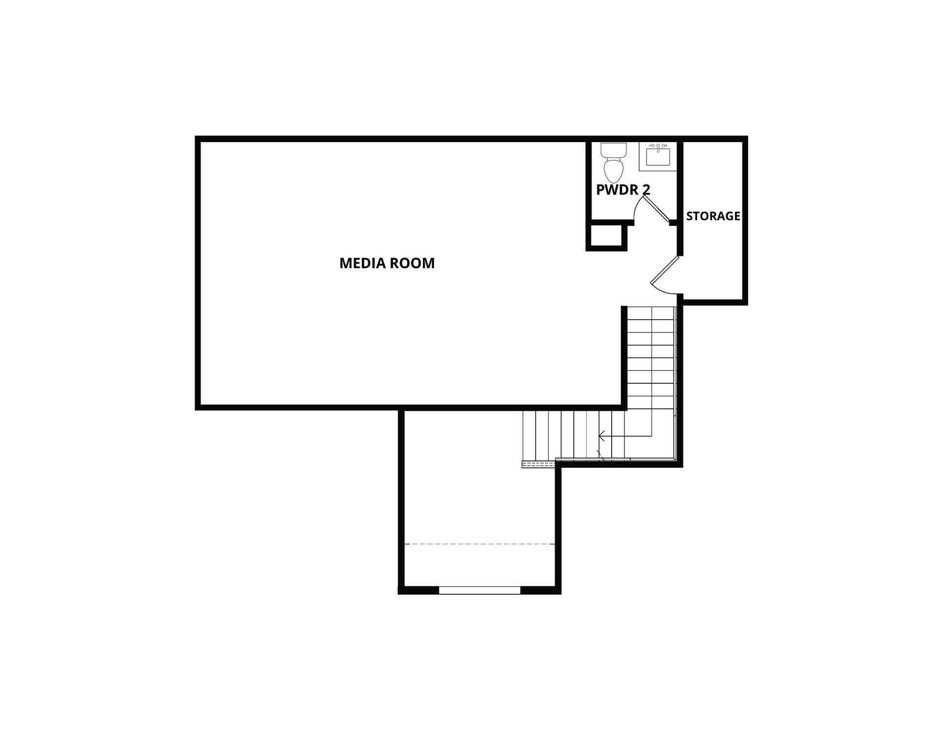 The second floor of the Timberline plan is a loft with a powder room.