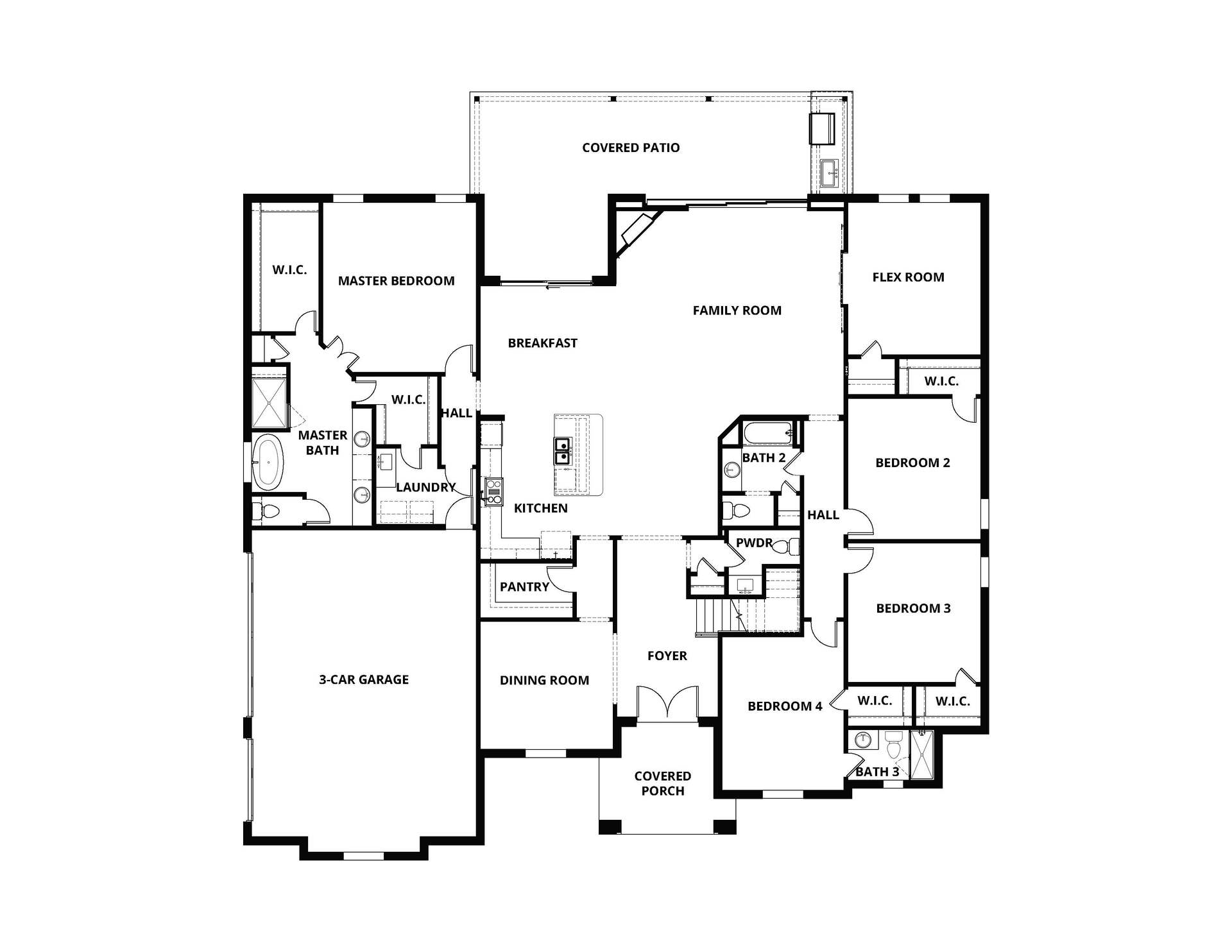 The first floor of the Timberline II is open-concept.
