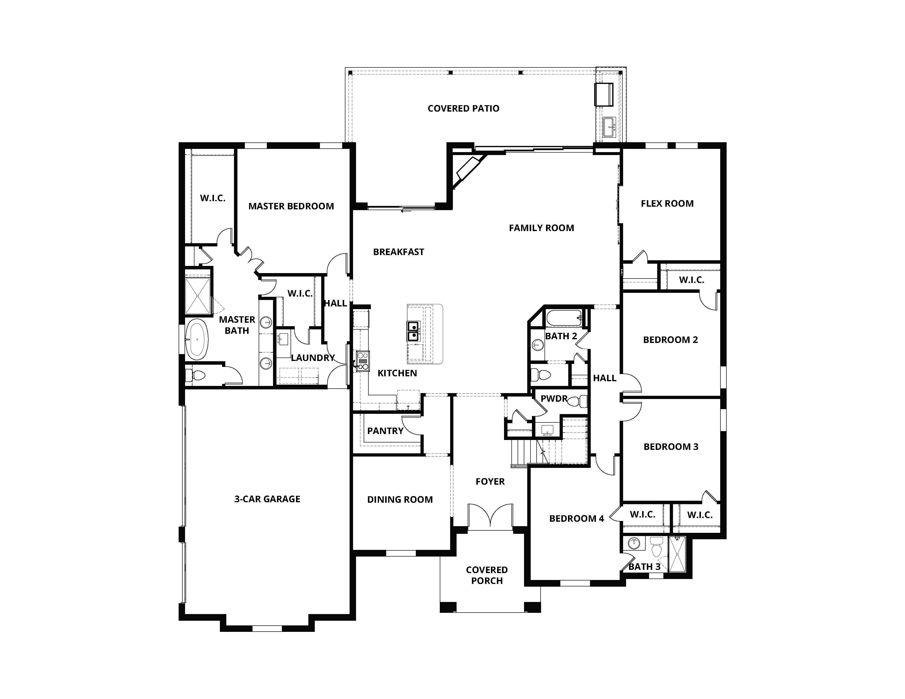The first floor of the Timberline II is open-concept.