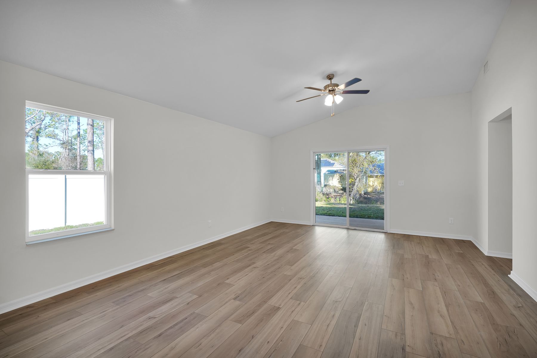 This family room opens to backyard patio.