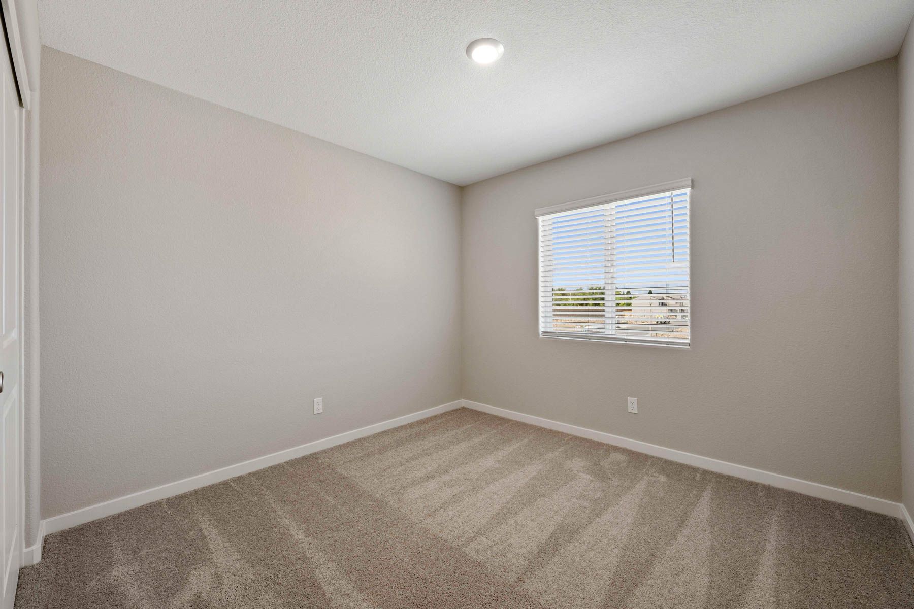 The secondary bedroom has carpet.