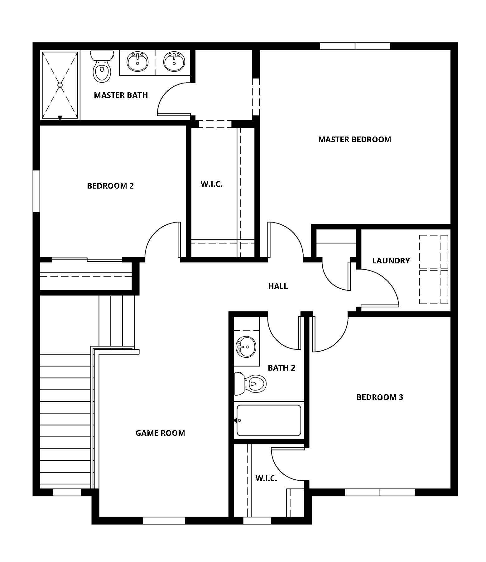The second floor of the Cypress has the bedrooms.