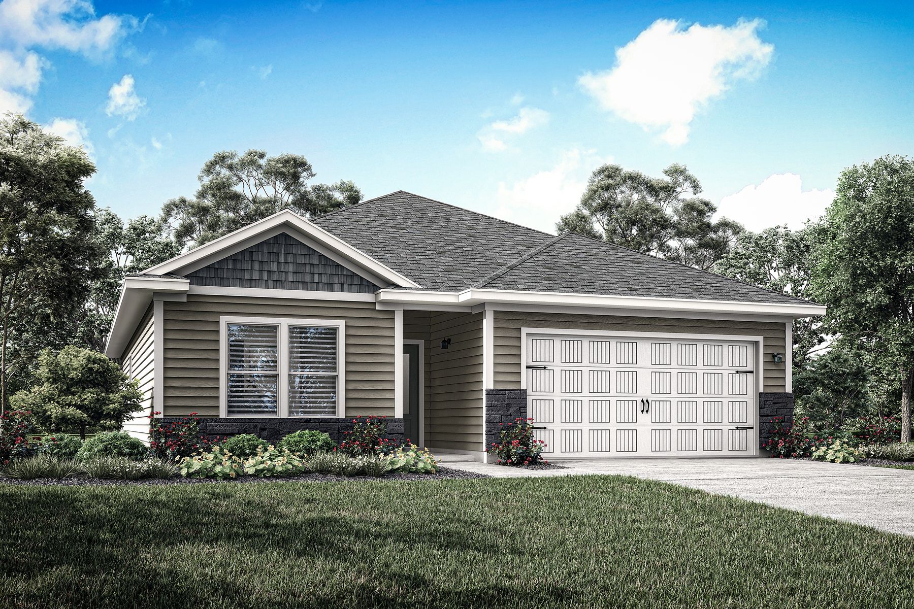 The Goodhue is a beautiful single story home with siding.
