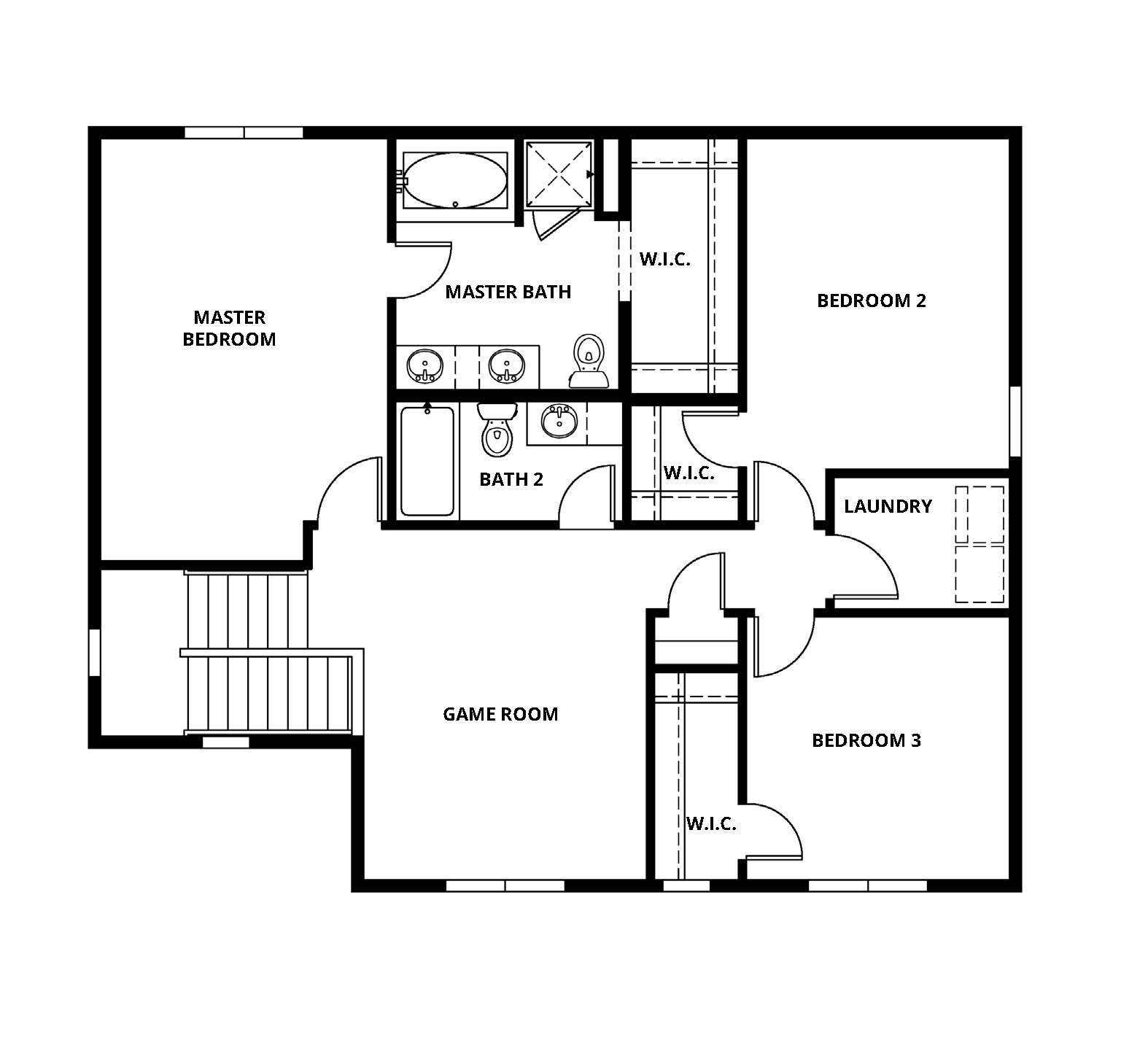 The second floor has the game room and bedrooms.