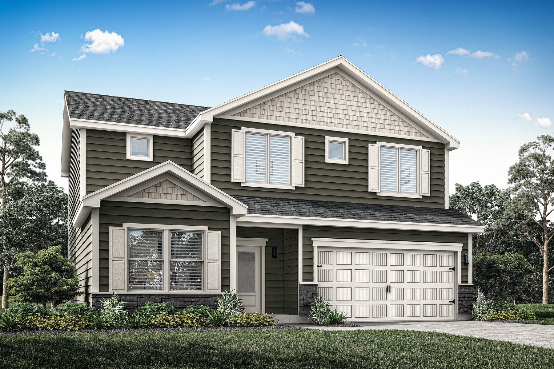 The Henry is a beautiful two story home with siding.