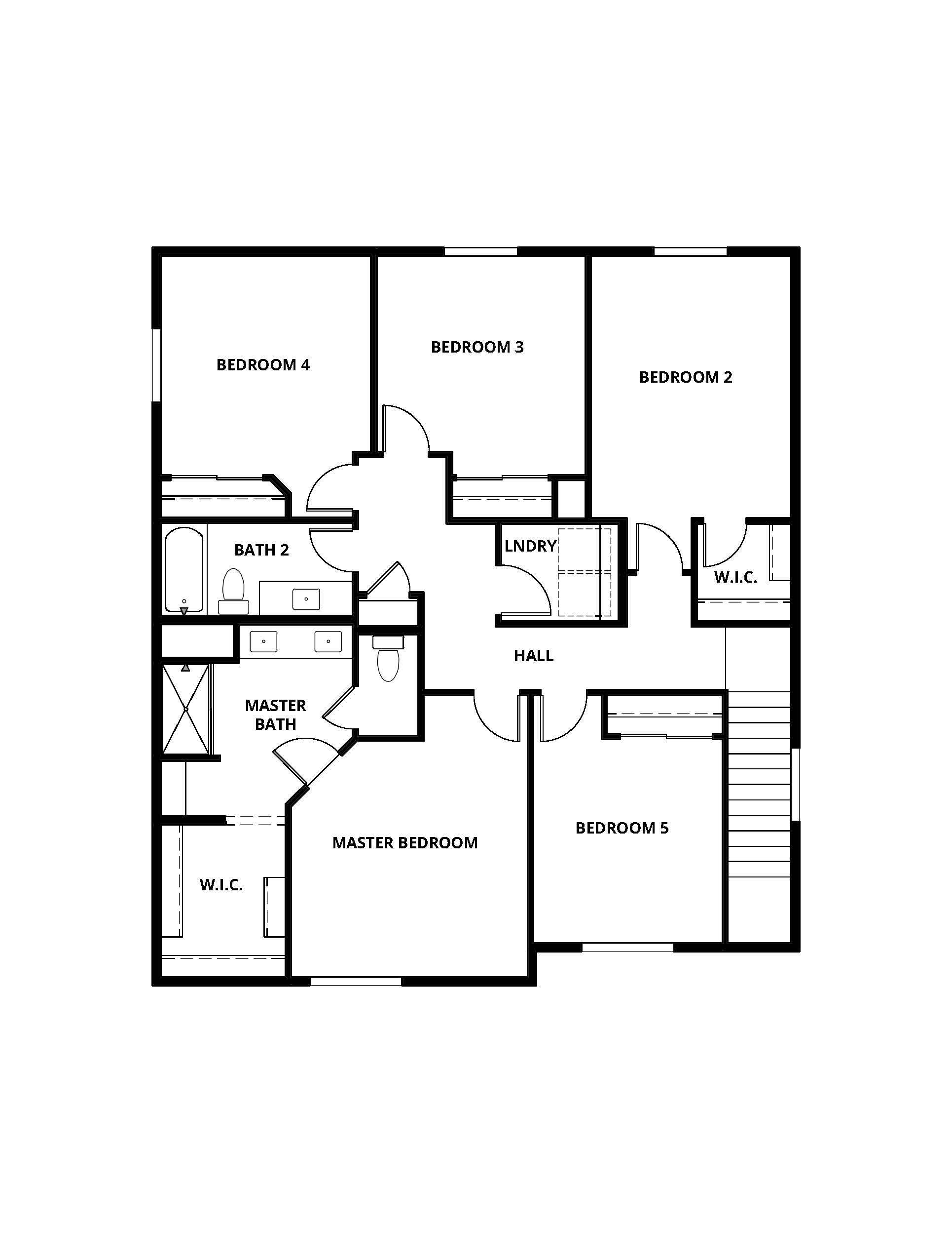 The second floor of the Stafford has all of the bedrooms, full bathrooms and laundry room.