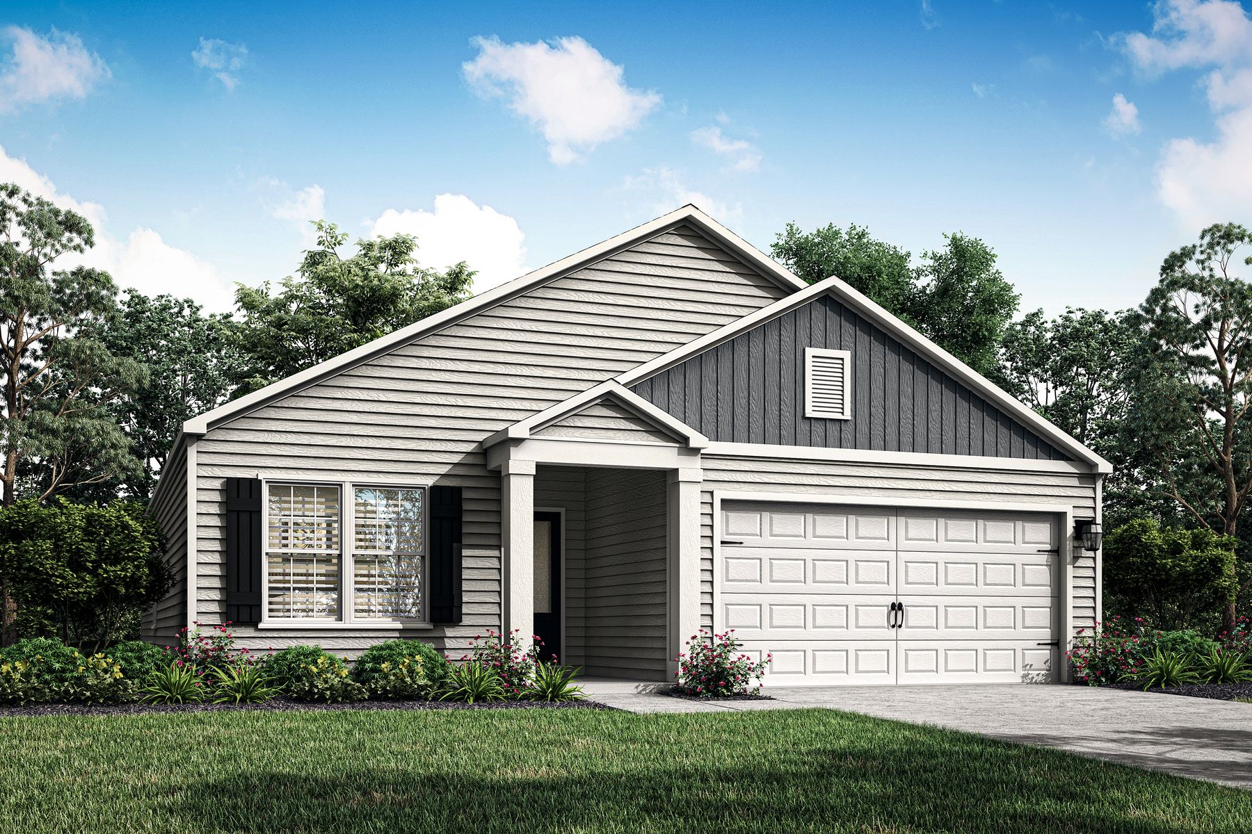 This home features a spacious two-car garage. 