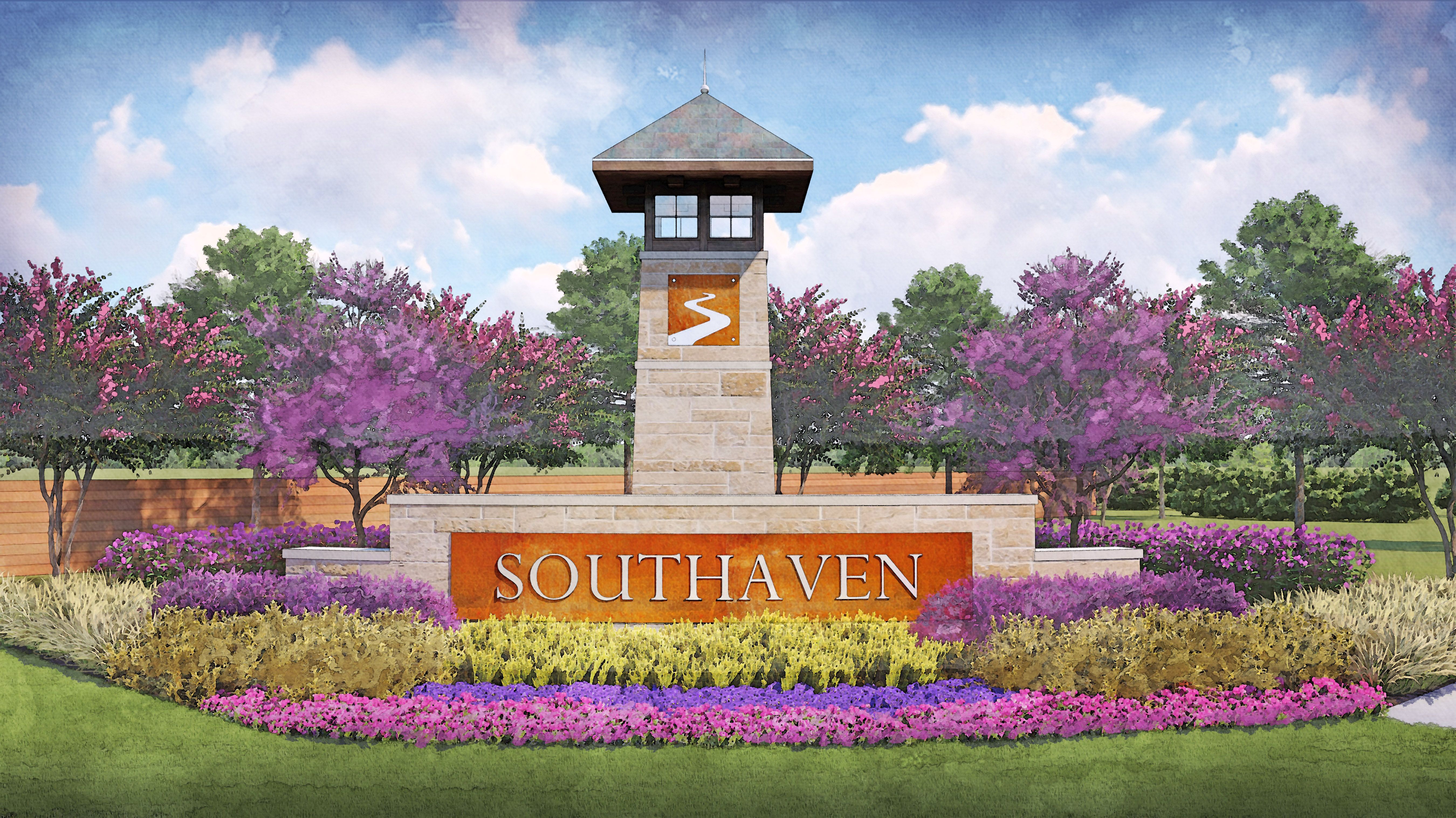 Rendering of the beautiful monument at the entrance of the Southaven community.