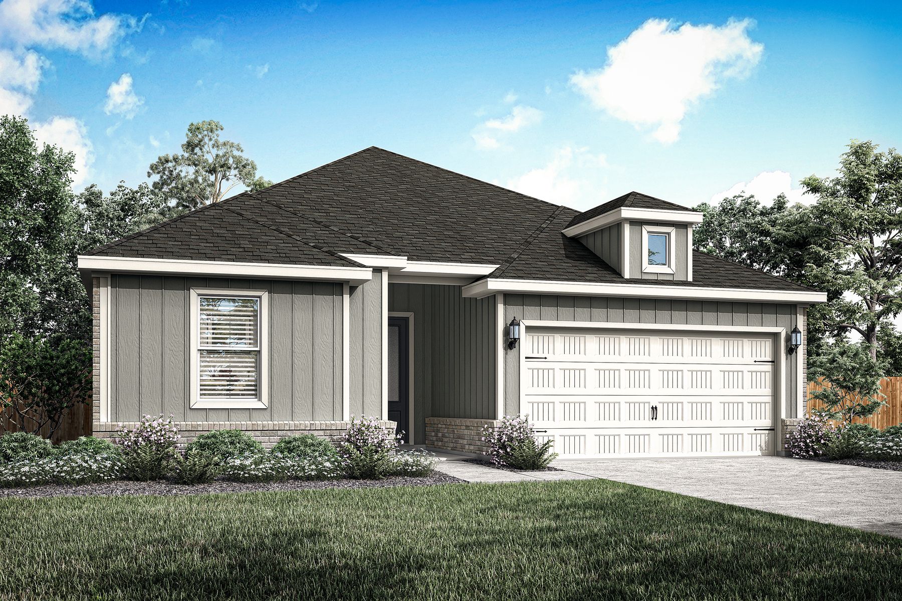 Rendeirng of the beautiful, one-story Reed floor plan. 