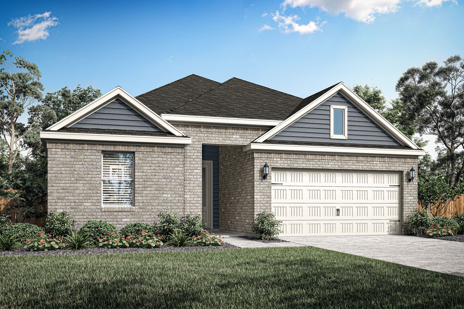 Rendeirng of the beautiful, one-story Reed floor plan. 