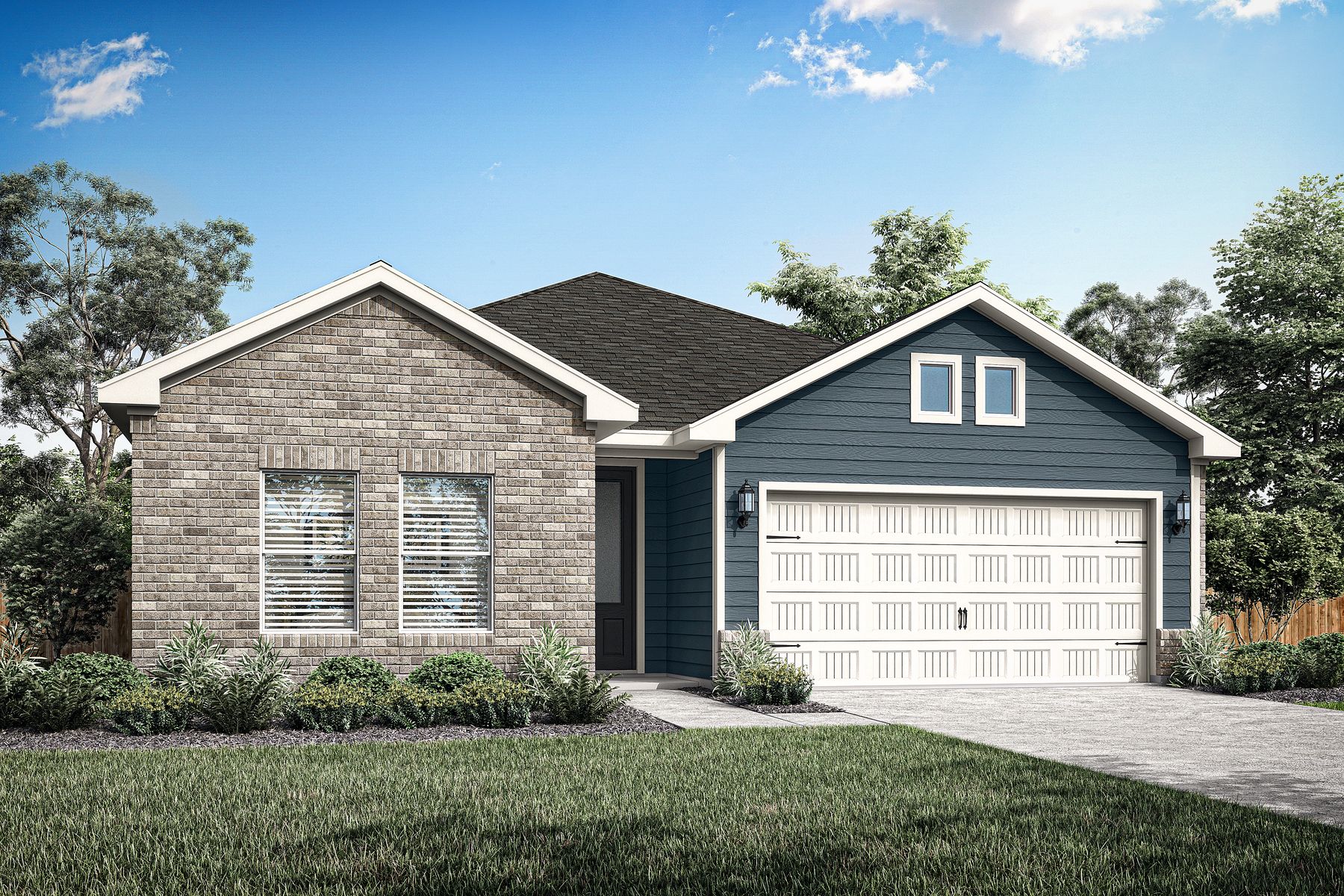 Rendering of one-story Sabine floor plan.