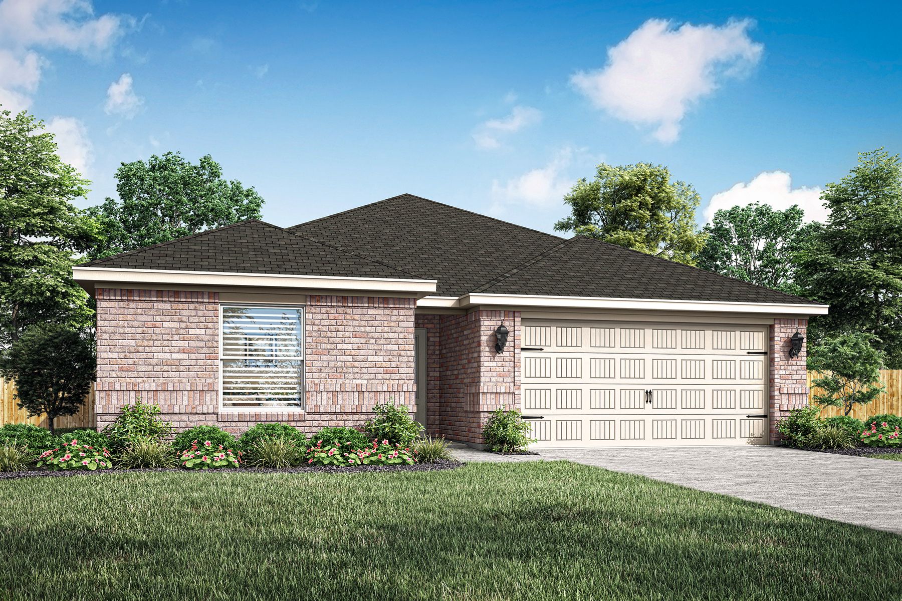 Rendering of the beautiful, one-story Sabine floor plan