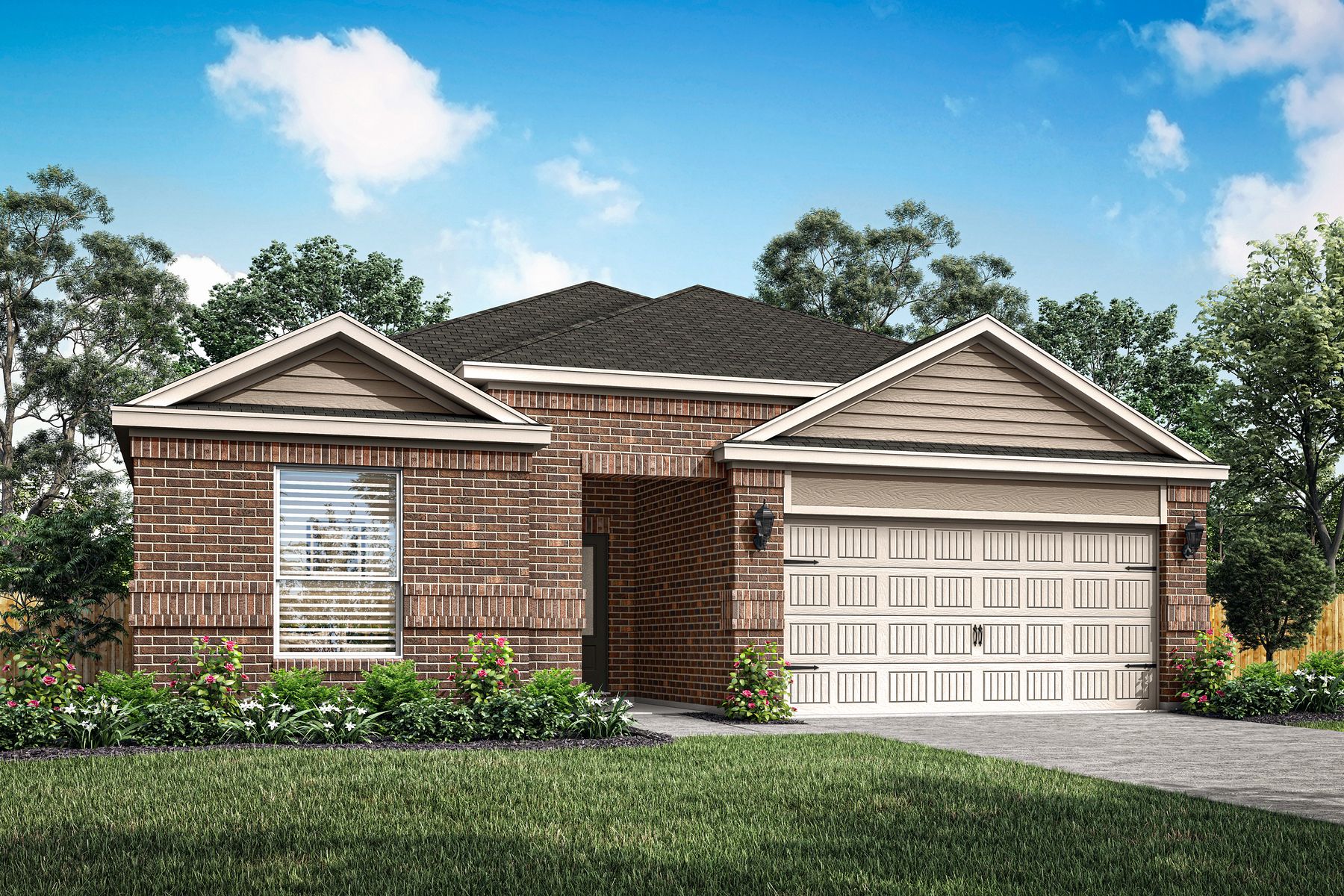 Rendering of the one-story Reed floor plan.