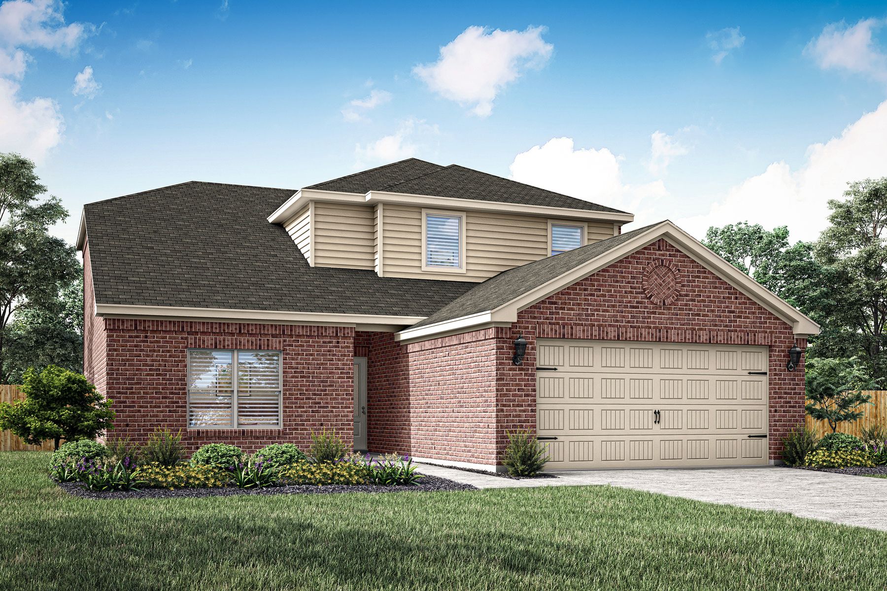 Rendering of the two-story Cypress floor plan.
