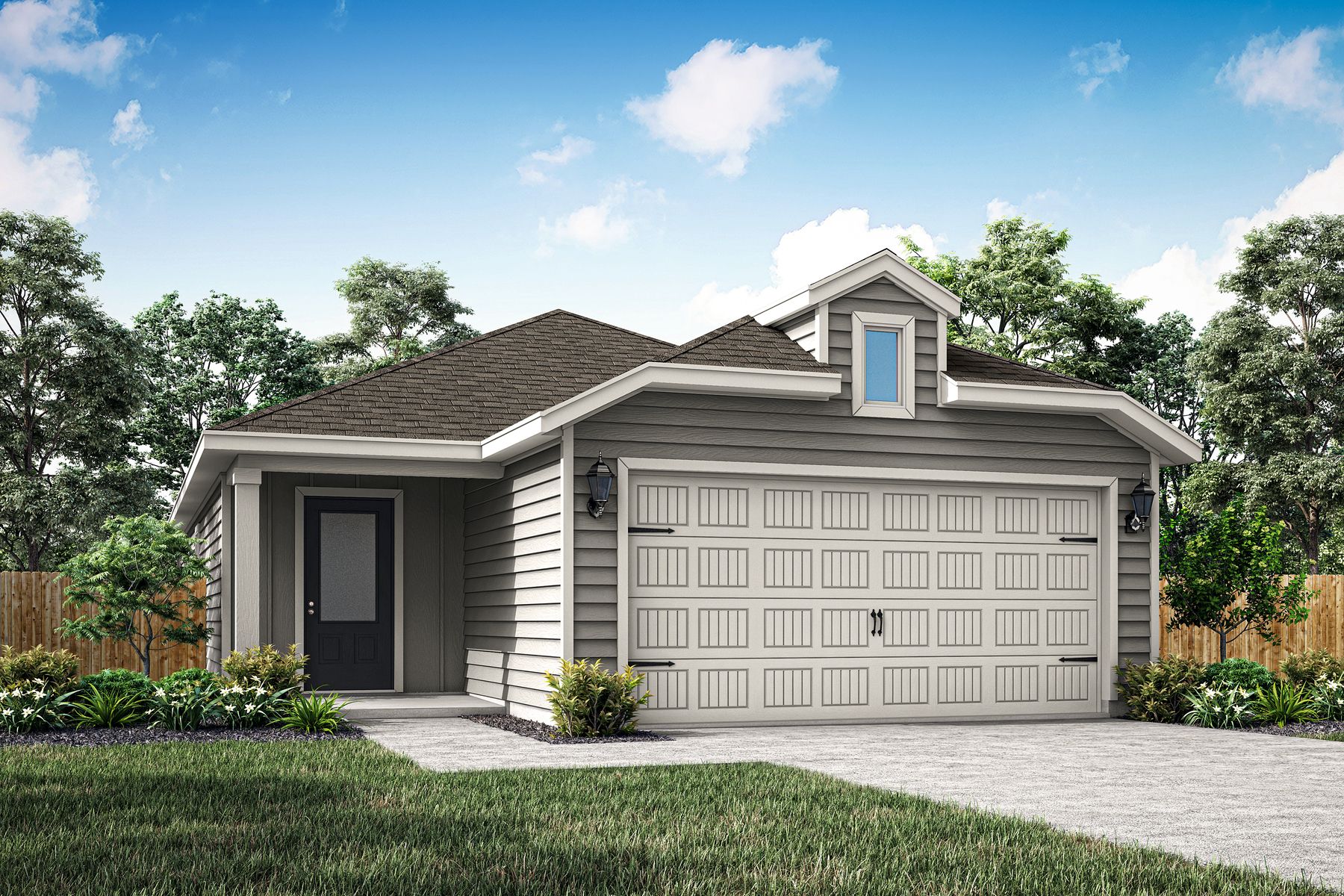 Rendering of the one-story Cedar floor plan/