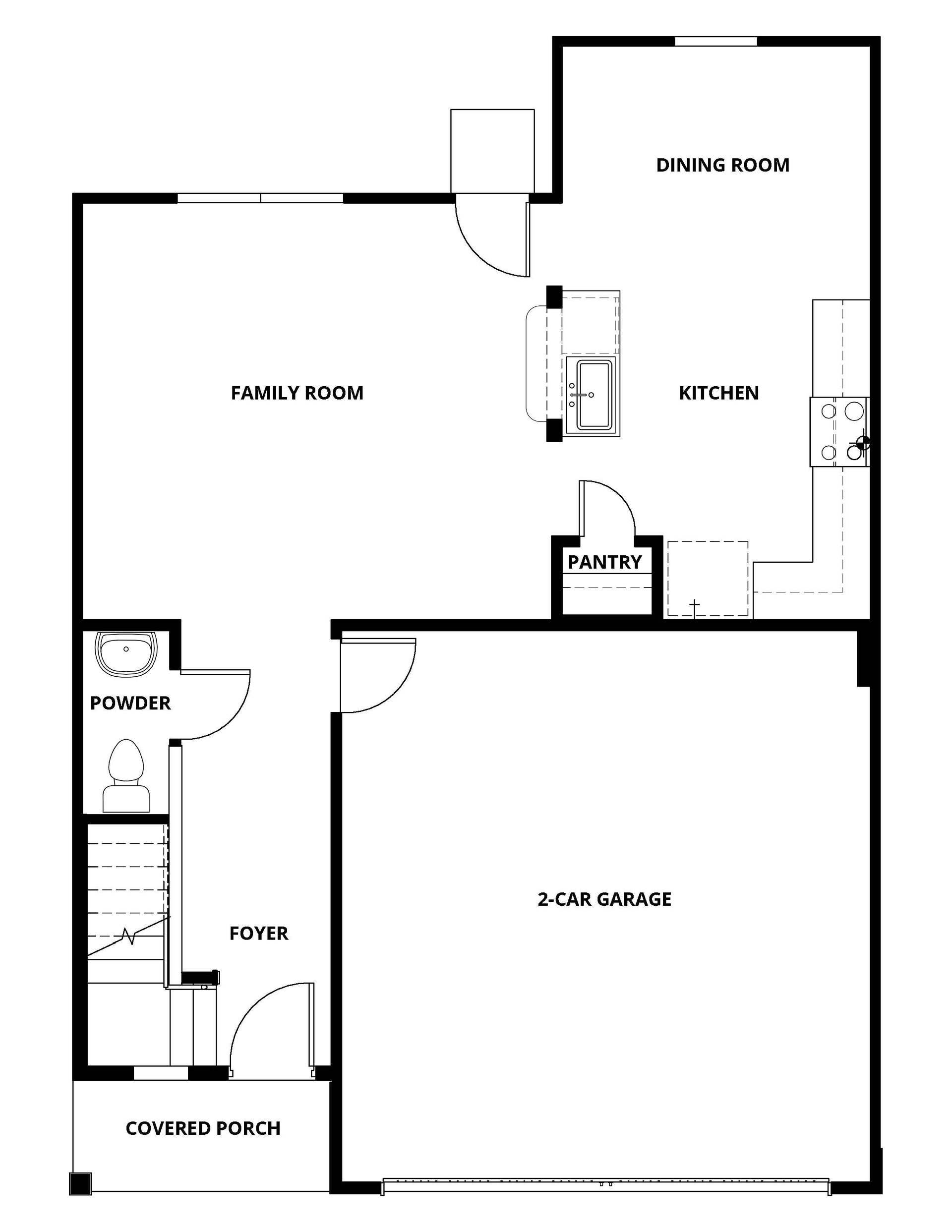 The first floor of the Colorado plan has open living spaces.