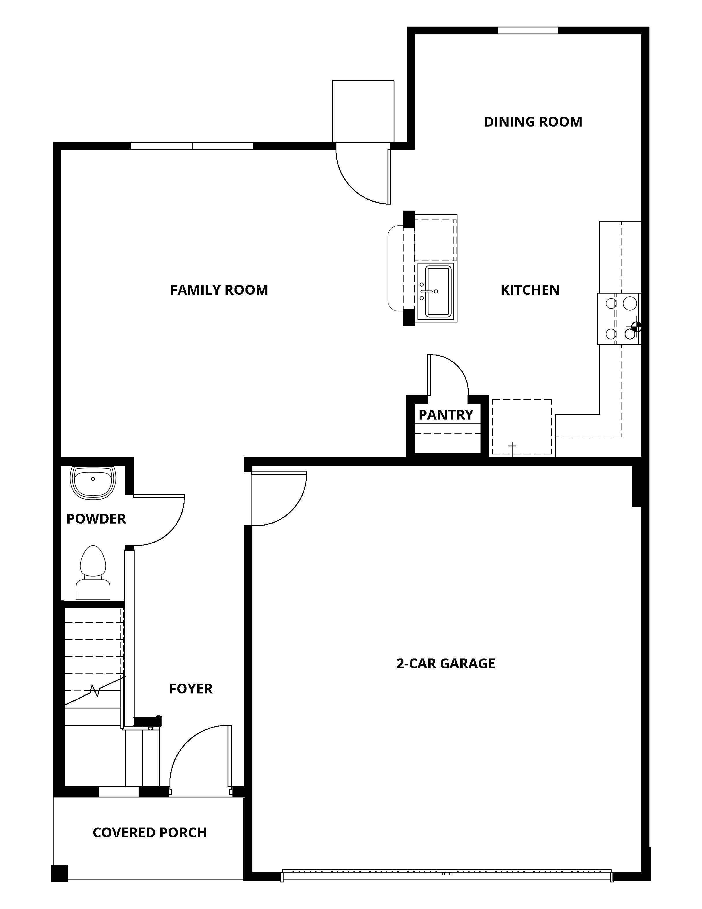 The first floor of the Colorado plan has open living spaces.