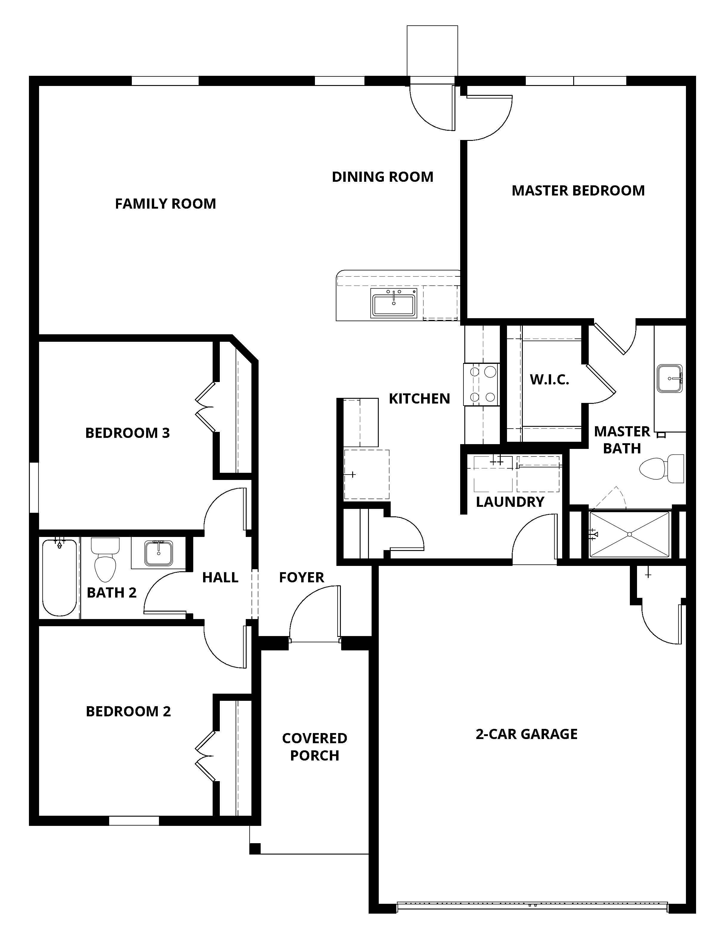 The Canton floor plan has open living spaces, as well as three bedrooms and two bathrooms.