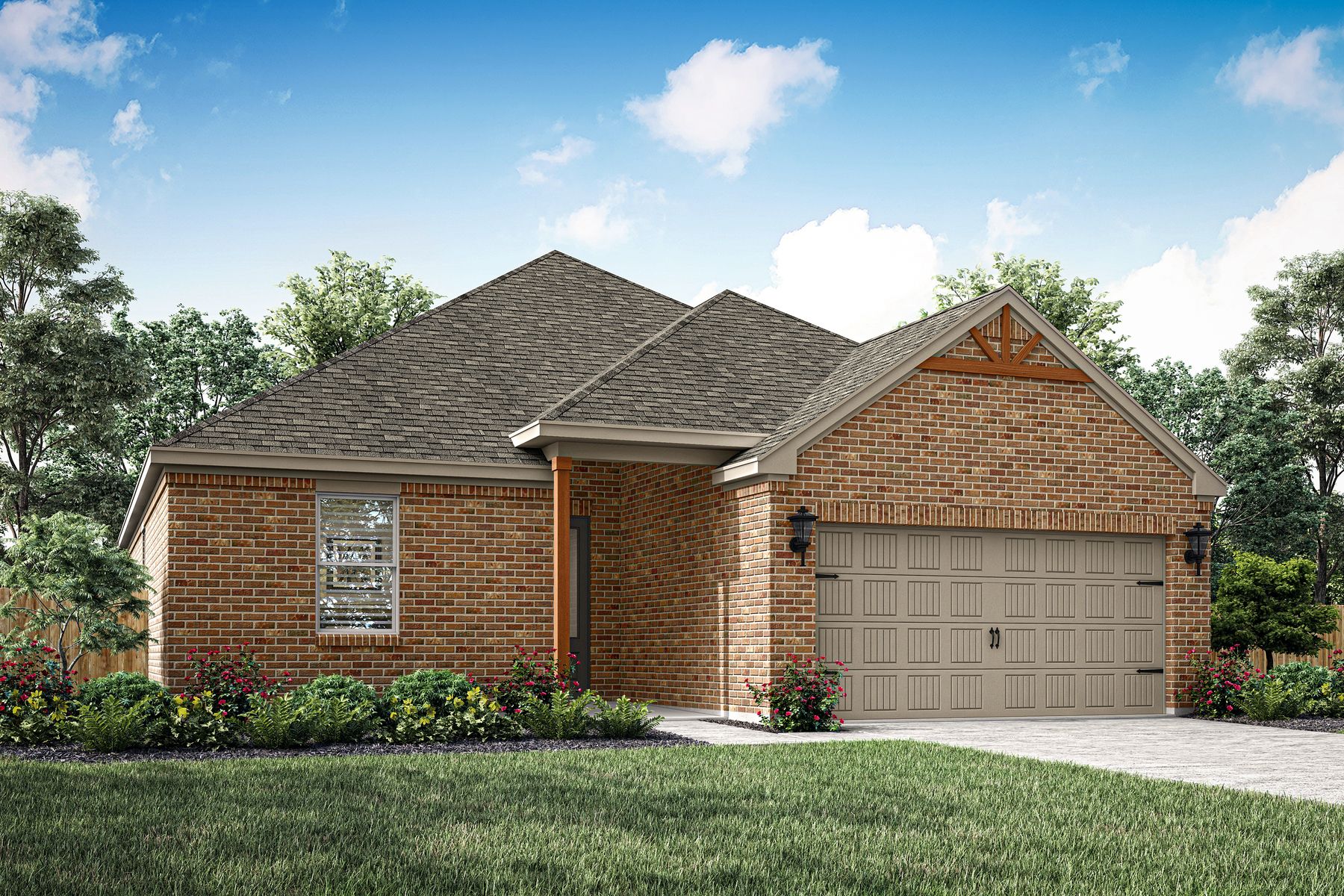 Rendering of the beautiful, one-story Cedar floor plan