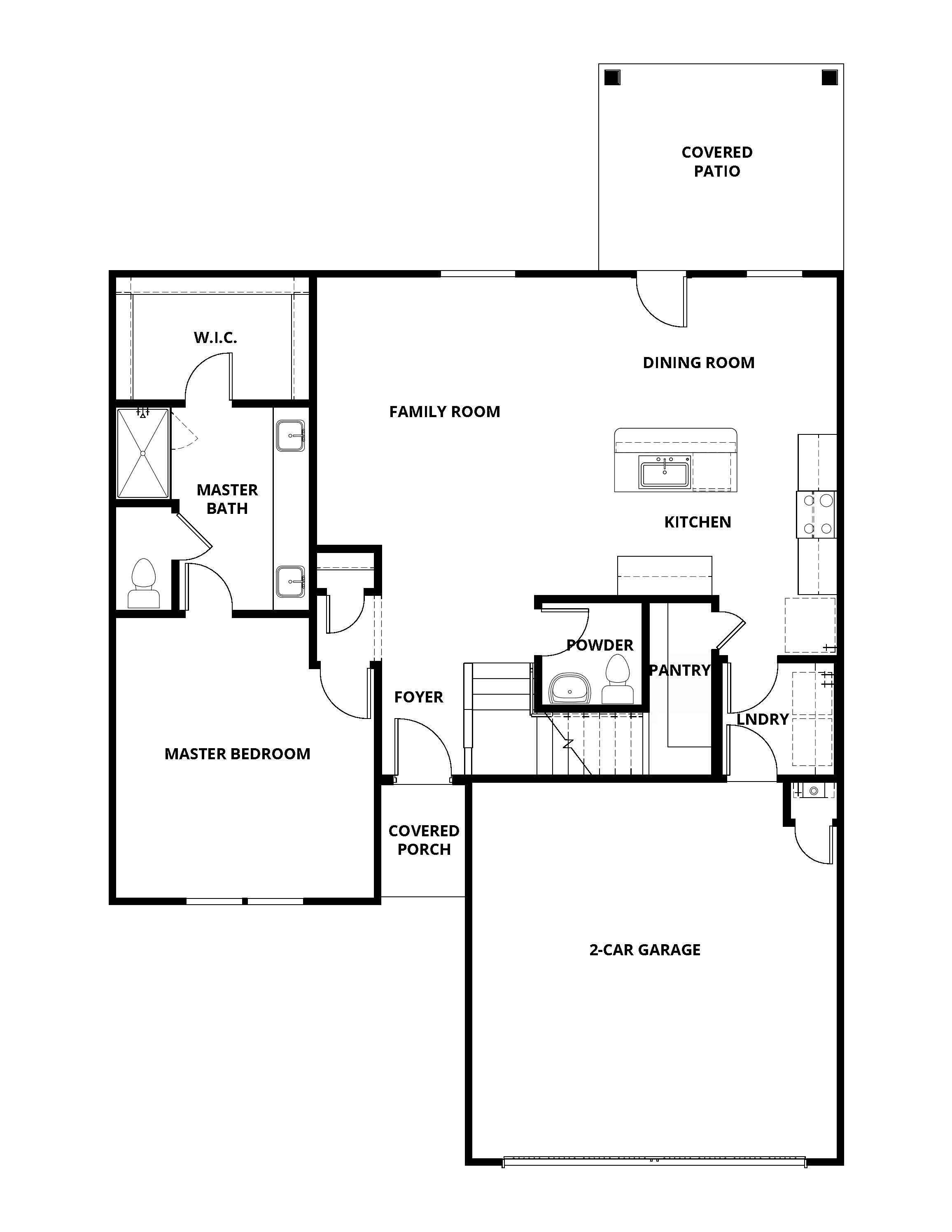 The first floor of the Murray plan has open living spaces and the master suite.