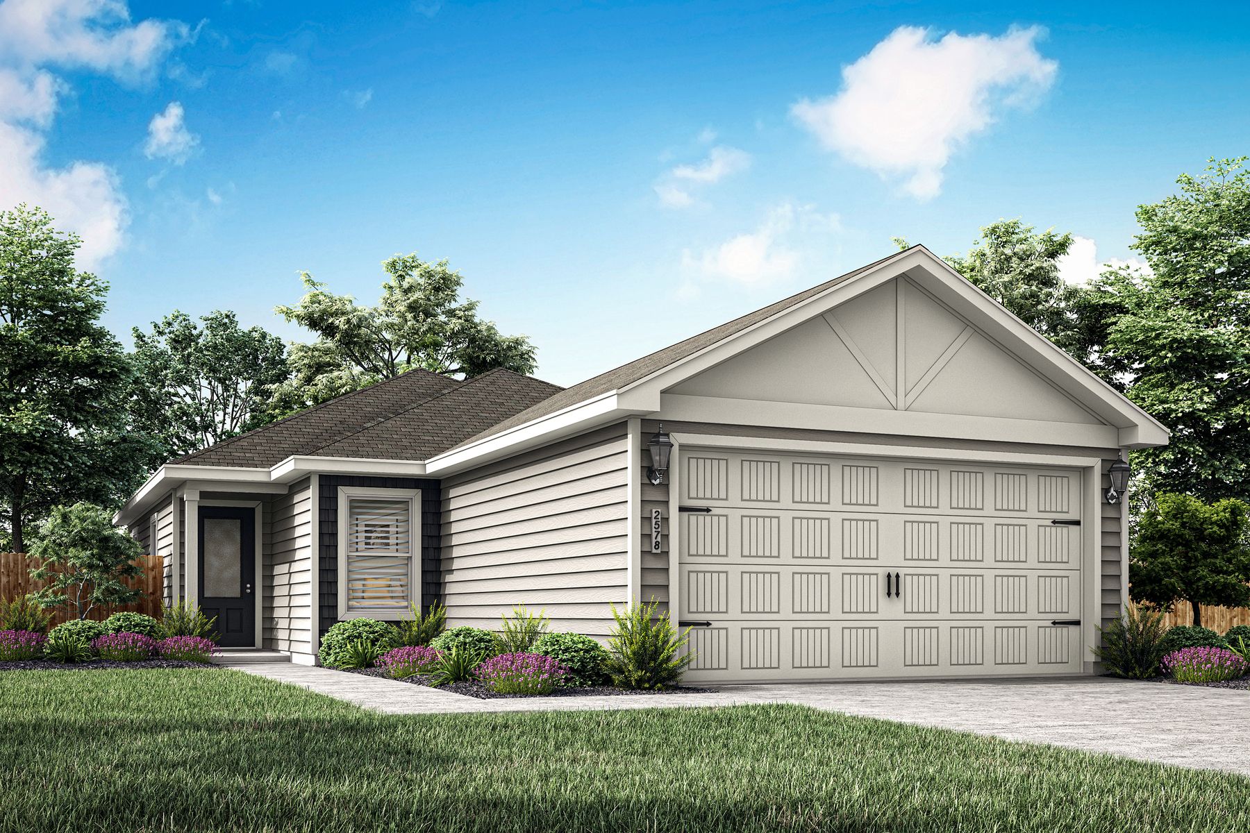 Rendering of the beautiful, one-story Atticus floor plan.