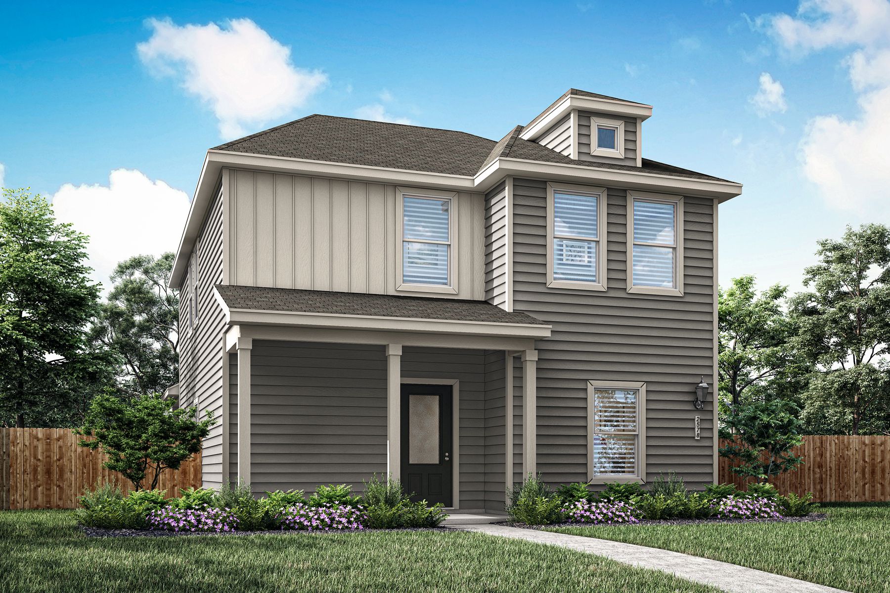 Rendering of the beautiful, two-story Dogwood plan.