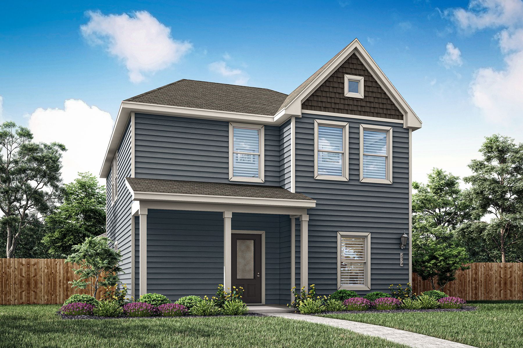 Rendering of the beautiful, two-story Dogwood plan.