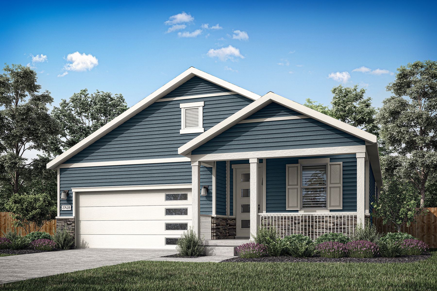 Rendering of the beautiful, one-story Aspen floor plan.