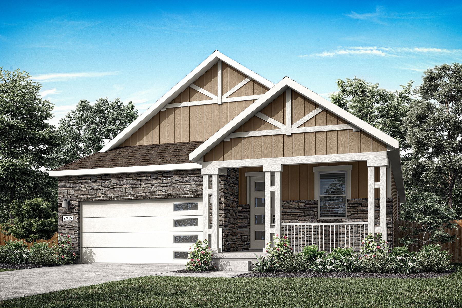 Rendering of the beautiful, one-story Aspen floor plan.