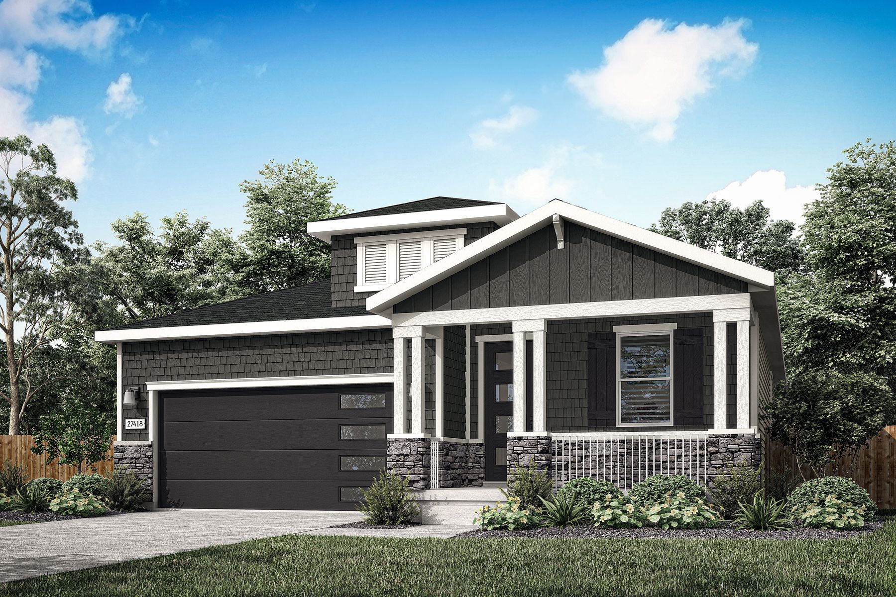 Rendering of the beautiful, one-story Aspen floor plan.