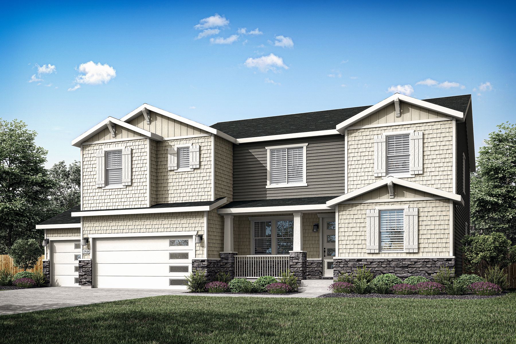 Rendering of the beautiful, two-story Monte Vista floor plan.