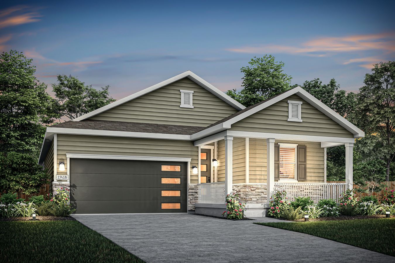 Rendering of the beautiful, one-story Breckenridge floor plan.
