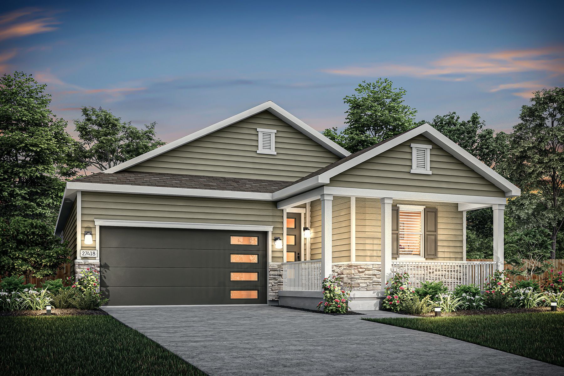 Rendering of the beautiful, one-story Breckenridge floor plan.